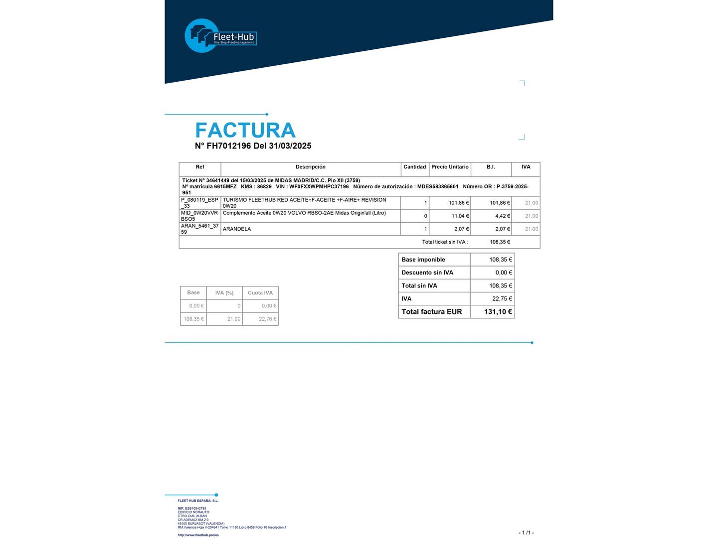 Foto del mantenimiento del Ford Kuga Ford Kuga 2.5 Duratec PHEV ST-Line Auto (225 CV)