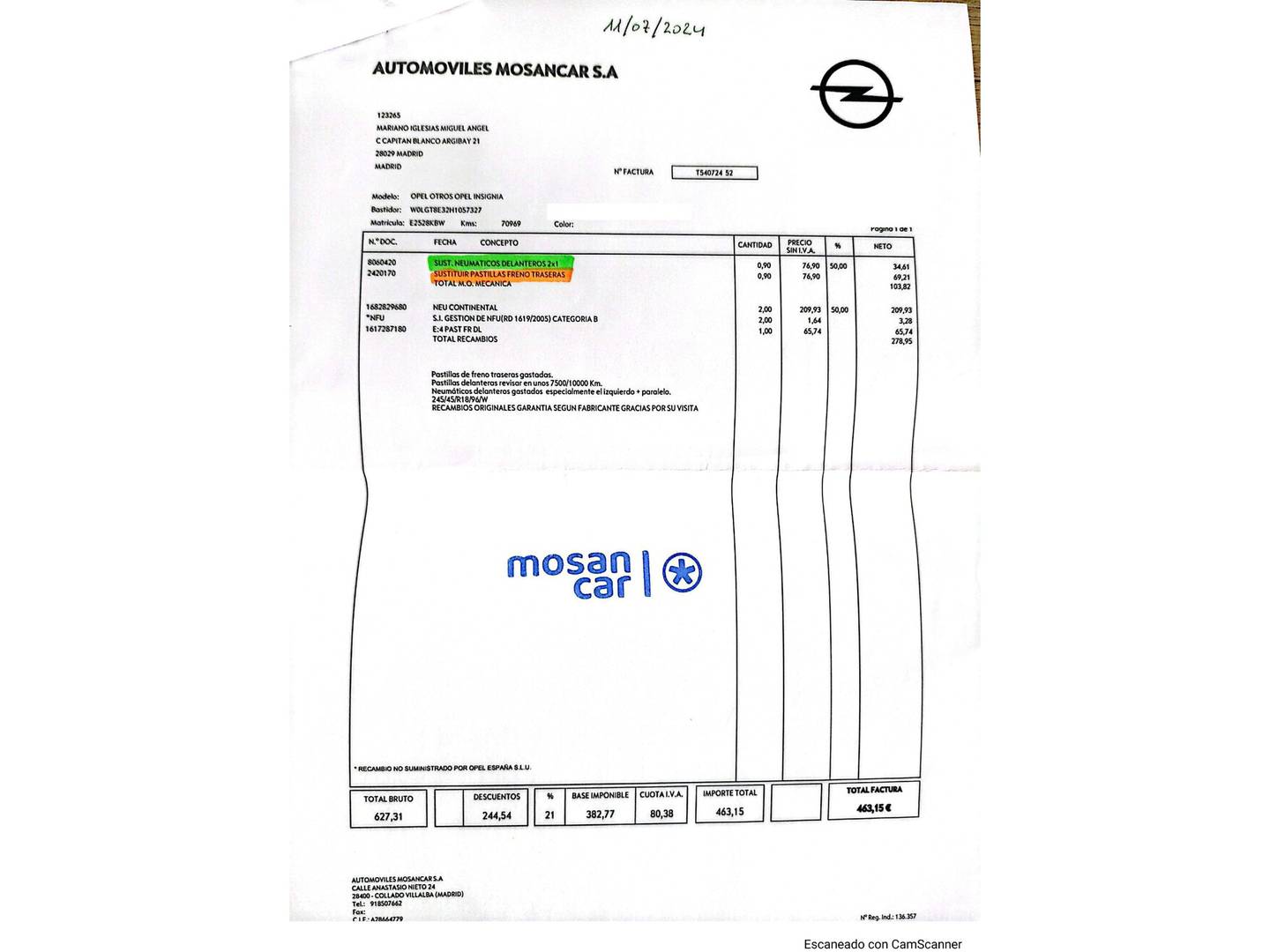 Foto del mantenimiento del Opel Insignia Opel Insignia Sports Tourer 1.6 CDTI S&S ecoFlex Excellence (136 CV)