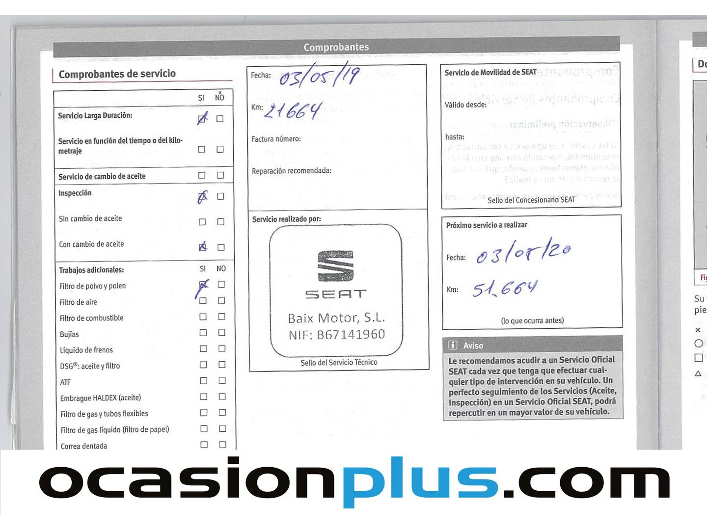 Foto del mantenimiento del Seat León Seat León ST ST 1.2 TSI S&S Style Plus (110 CV)