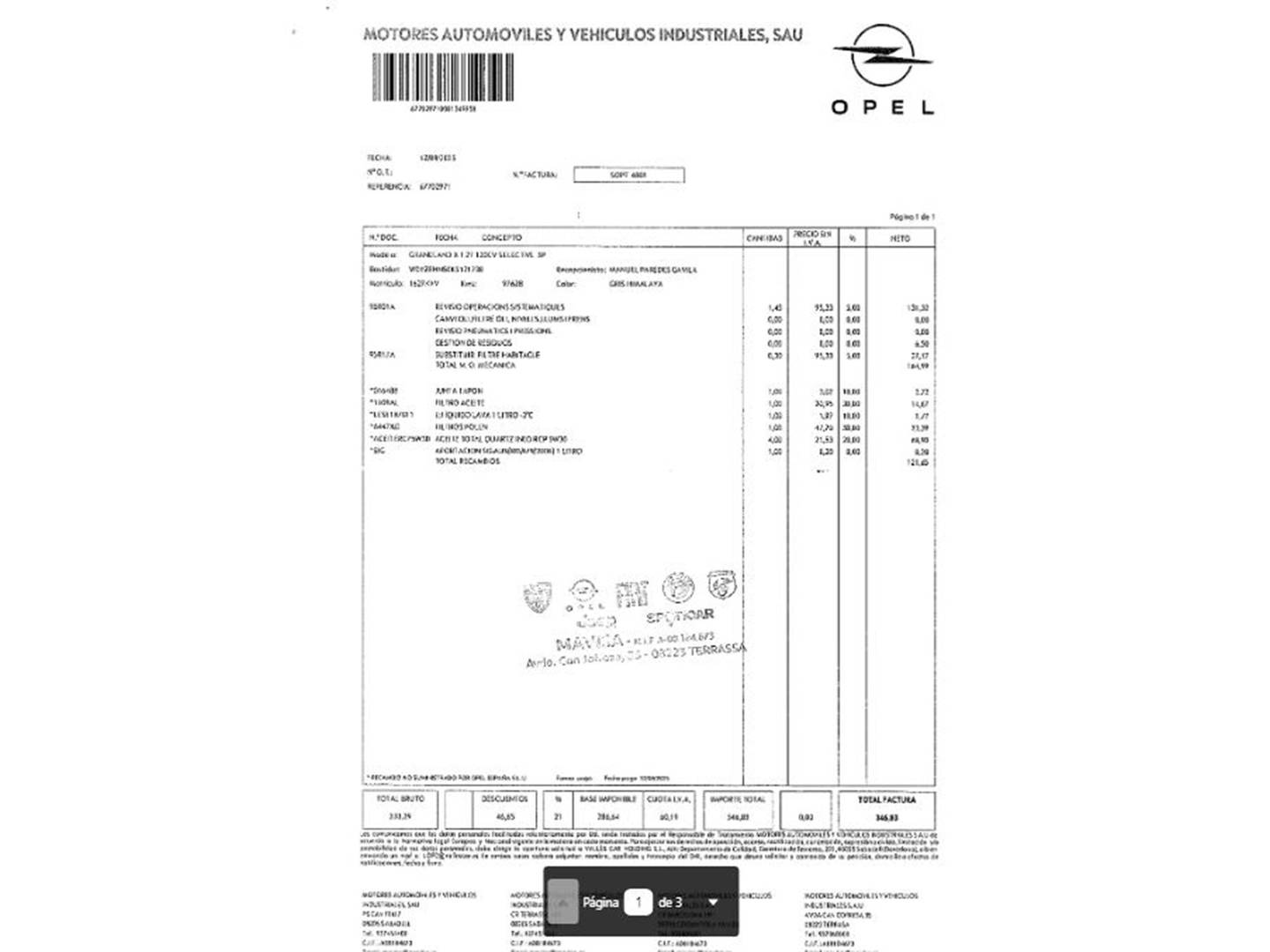Foto del mantenimiento del Opel Grandland X Opel Grandland X 1.2 Turbo Selective (130 CV)