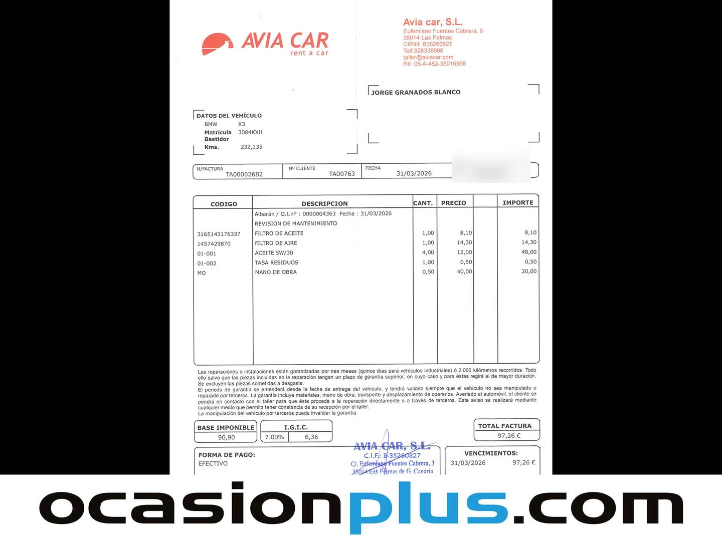 Foto del mantenimiento del BMW X1 BMW X1 sDrive16d (116 CV)