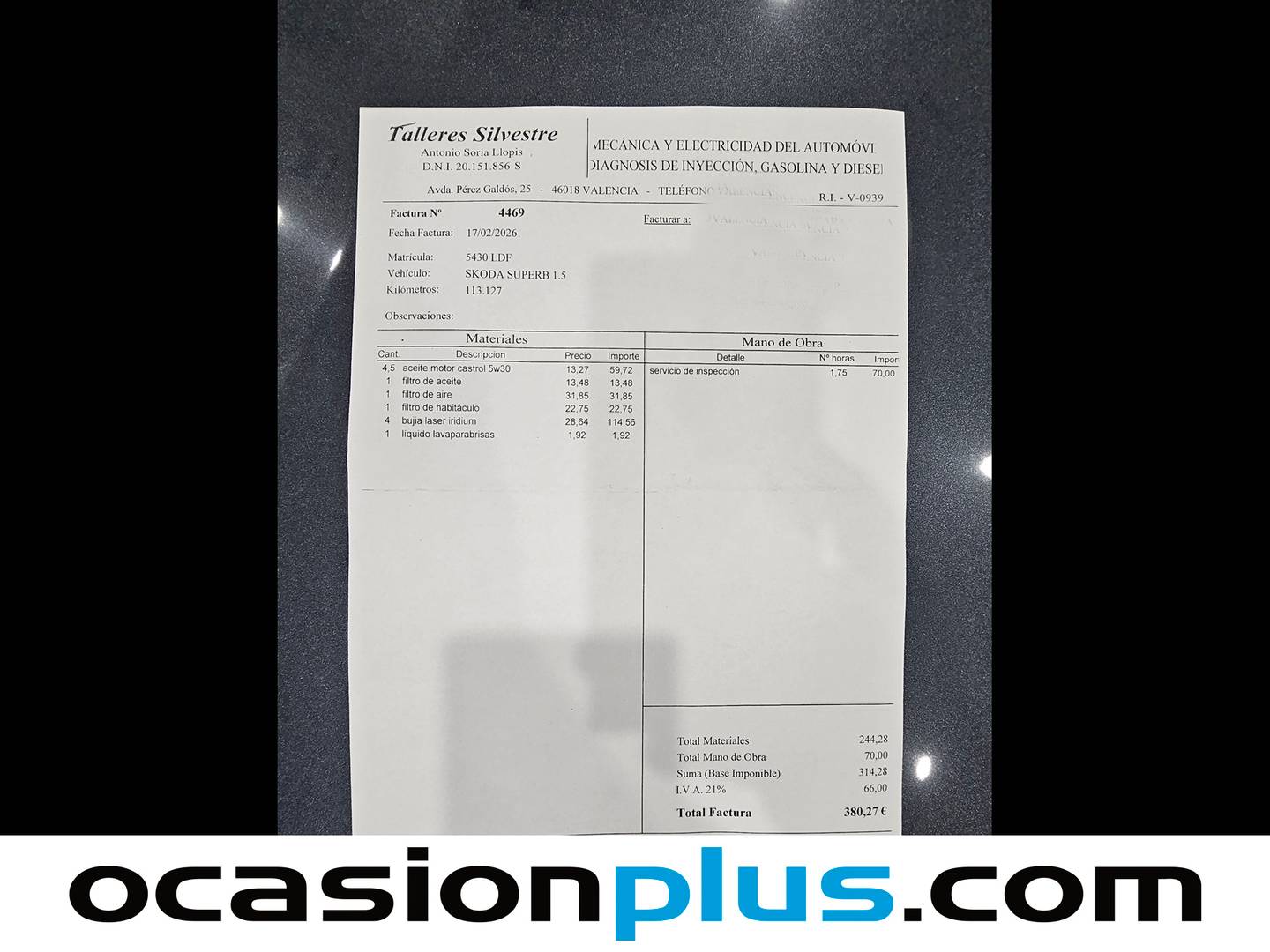 Foto del mantenimiento del Skoda Superb Skoda Superb Combi 1.5 TSI Ambition (150 CV)