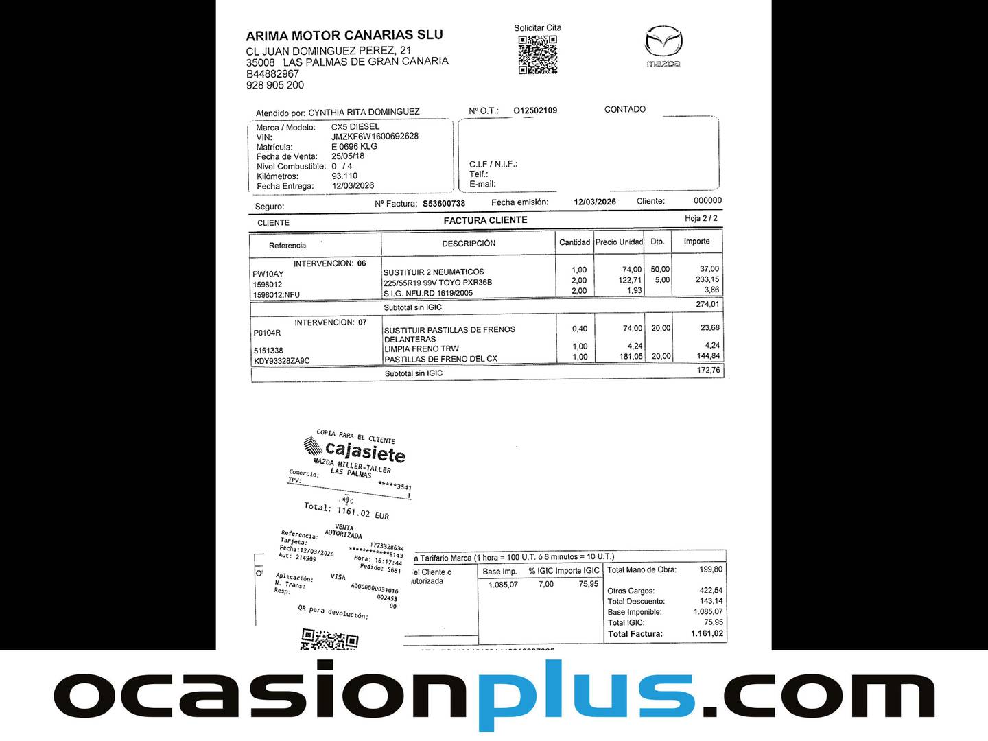 Foto del mantenimiento del Mazda CX-5 Mazda CX-5 2.2 DE Zenith+CN 2WD (150 CV)