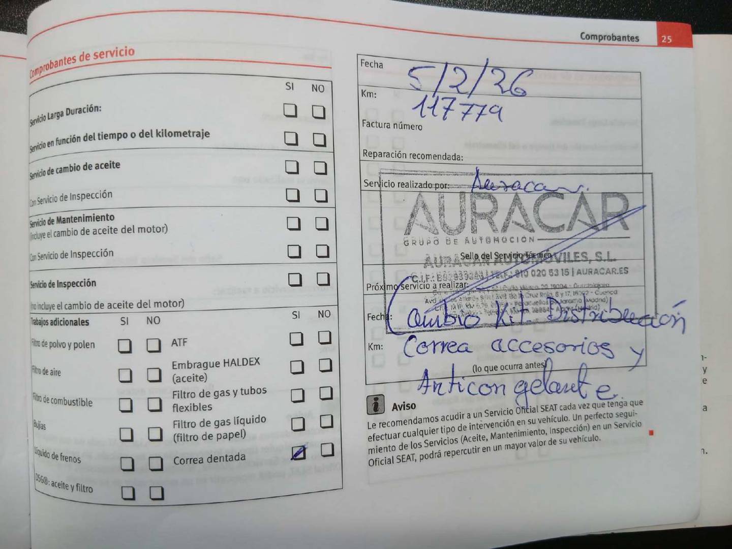 Foto del mantenimiento del Seat León Seat León 1.6 TDI Reference Copa (105 CV)