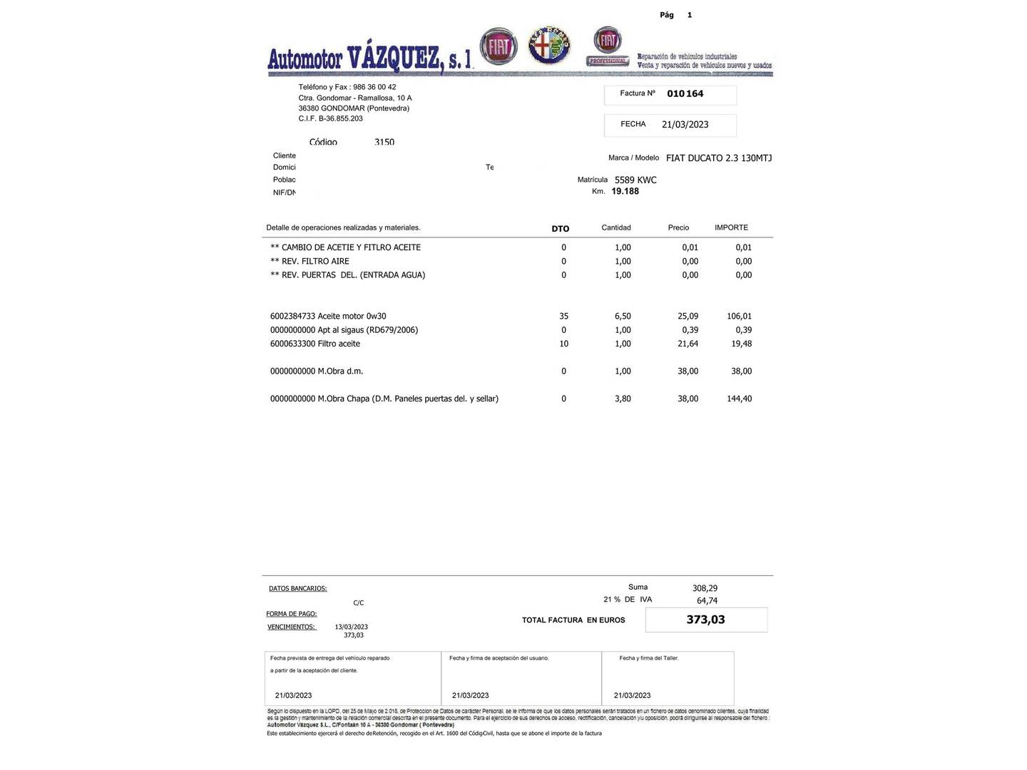 Foto del certificado del Benimar PERSEO Benimar PERSEO 2.3 D (130CV) 4 Plazas