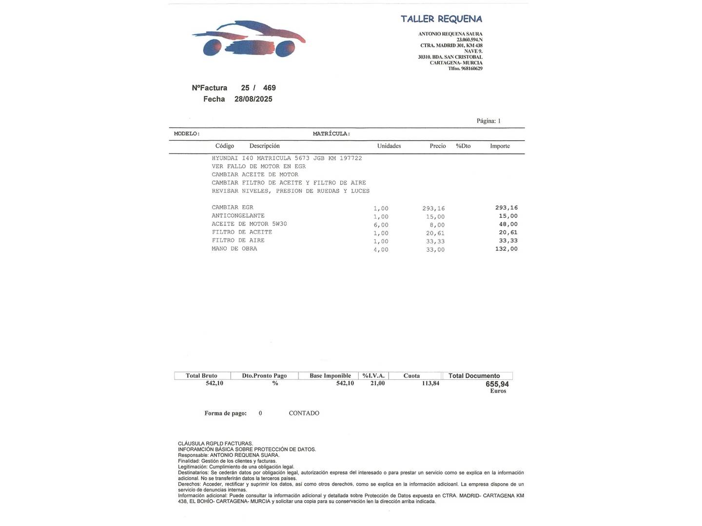 Foto del mantenimiento del Hyundai i40 Hyundai i40 1.7 CRDI BlueDrive Tecno (136 CV)