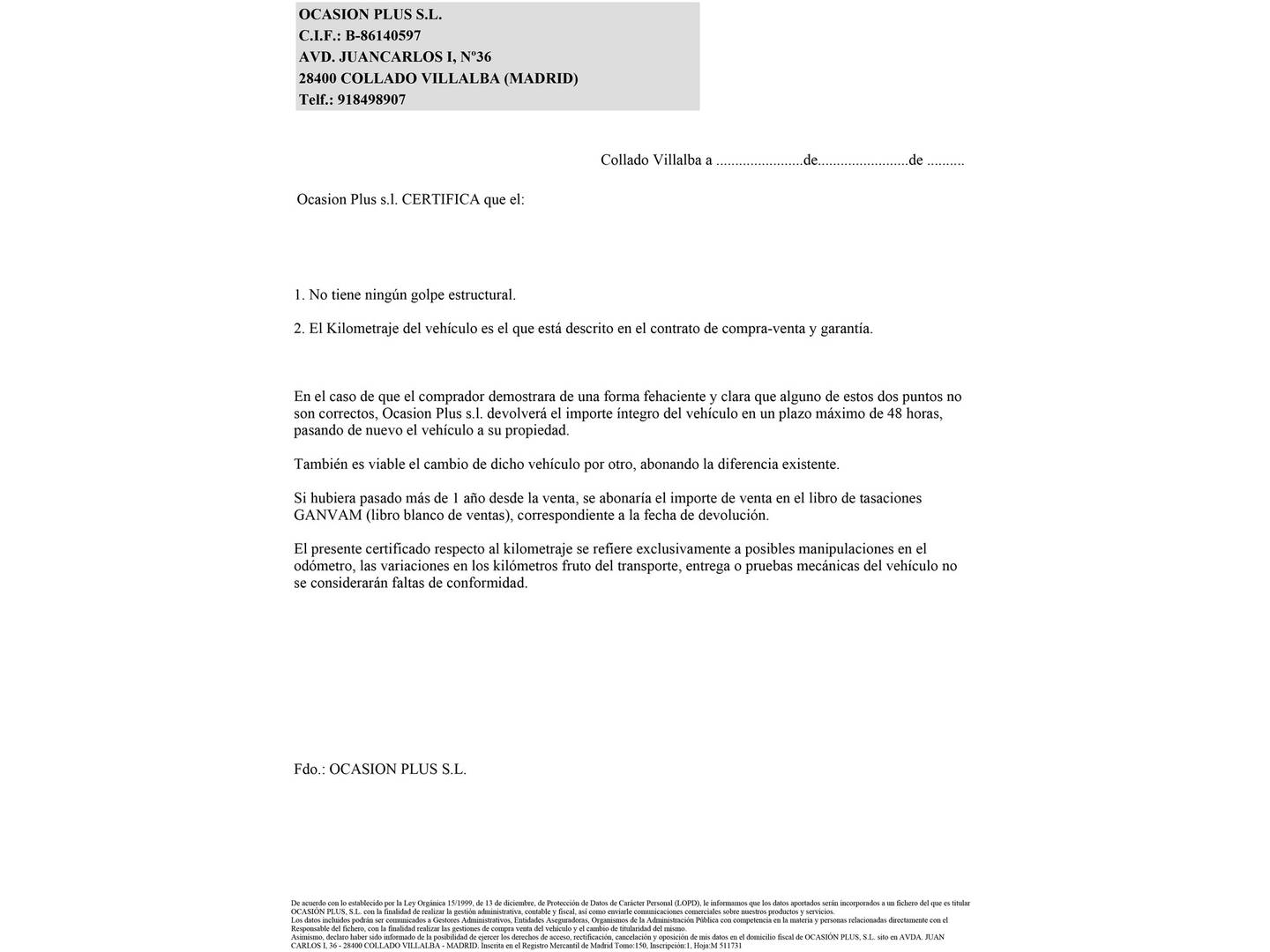 Foto del certificado del MG HS MG HS 1.5 Turbo GDI Luxury DCT (162 CV)
