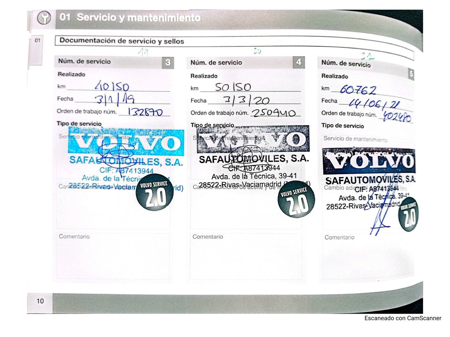 Foto del mantenimiento del Volvo V40 Volvo V40 D3 Momentum (150 CV)