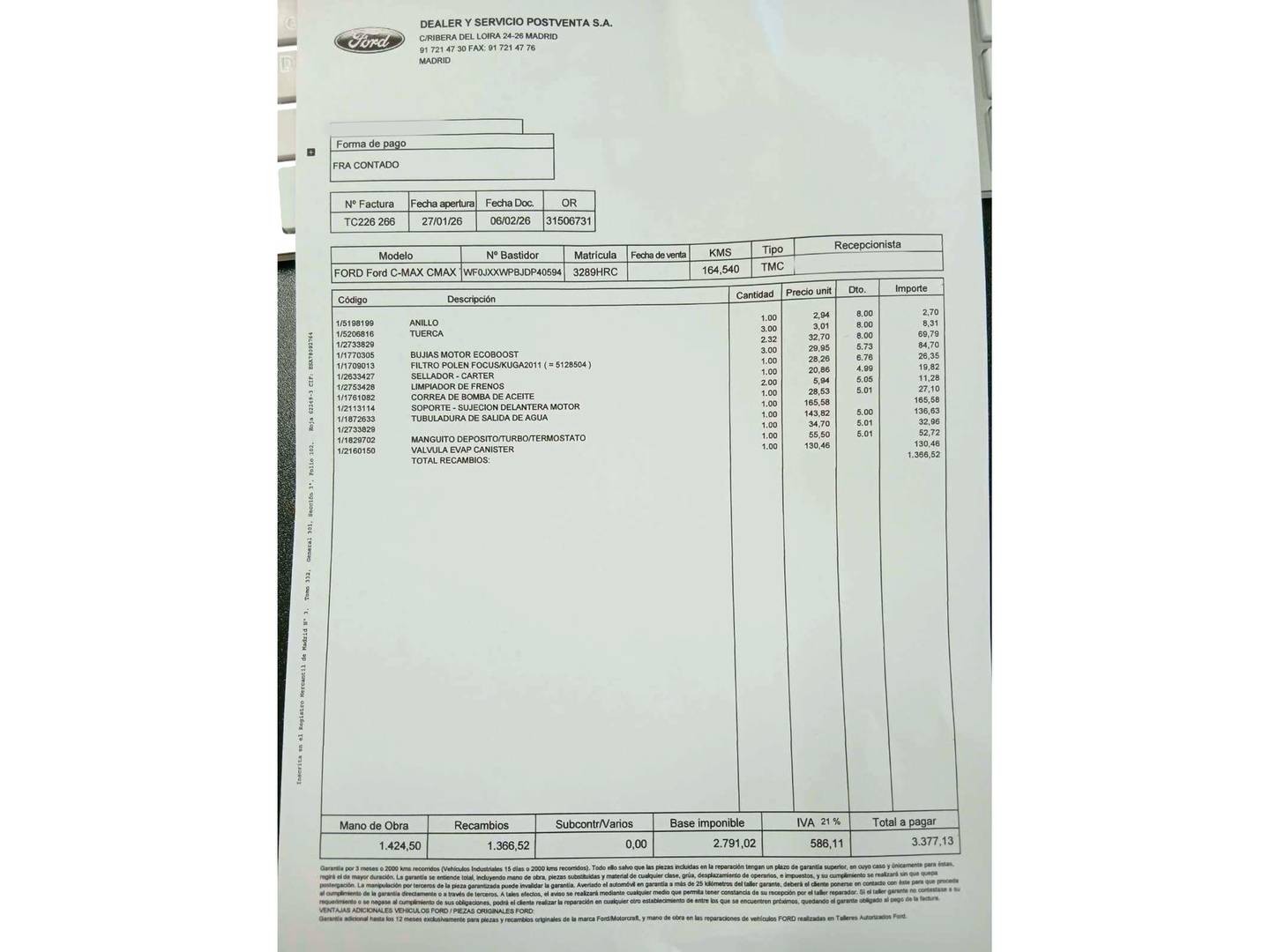 Foto del mantenimiento del Ford C-Max Ford C-Max 1.0 EcoBoost S&S Titanium (125 CV)