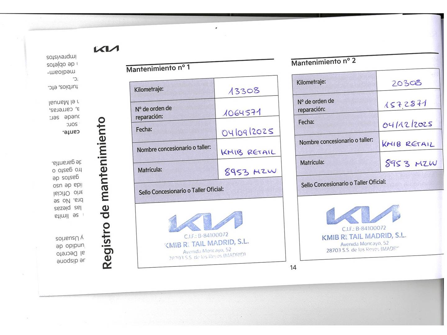 Foto del mantenimiento del KIA Ceed KIA Ceed 1.0 T-GDI Drive (100 CV)