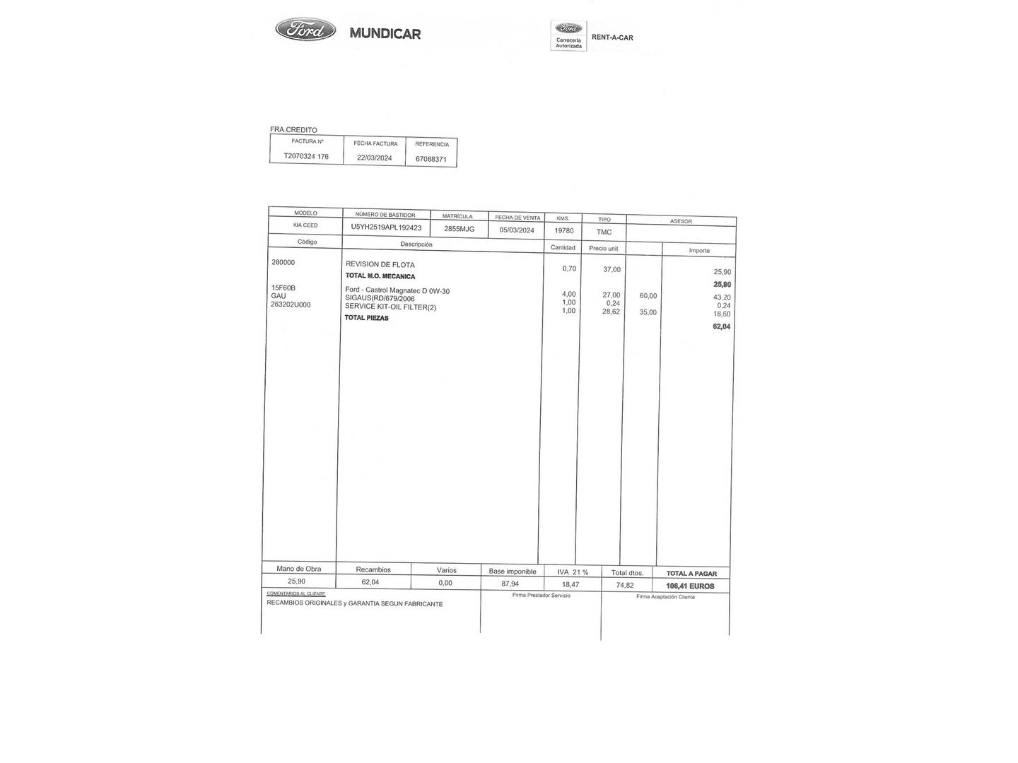 Foto del mantenimiento del KIA Ceed KIA Ceed 1.6 MHEV iMT Drive (136 CV)