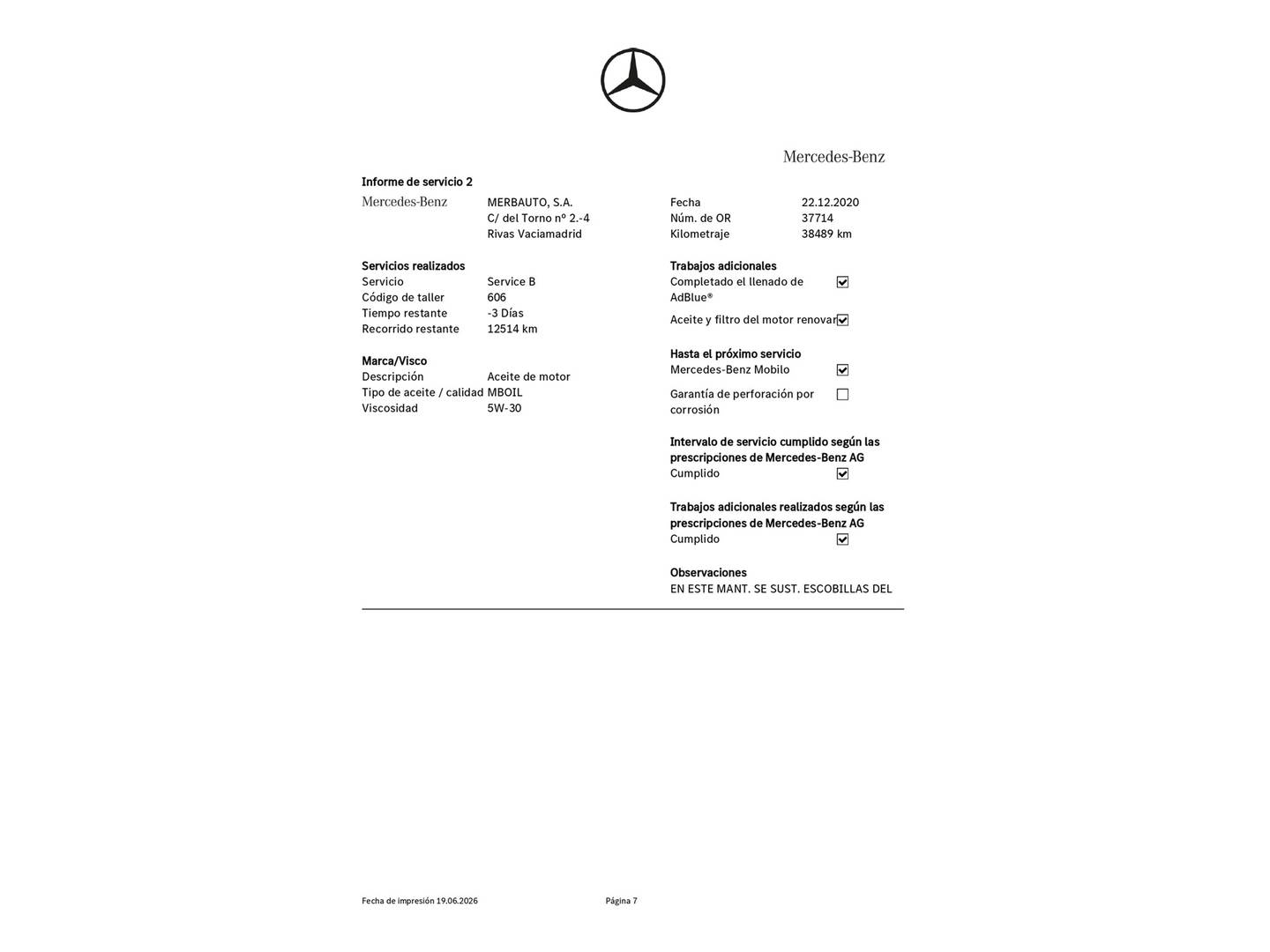 Foto del mantenimiento del Mercedes Clase A Mercedes Clase A 180 d (116 CV) Pack AMG