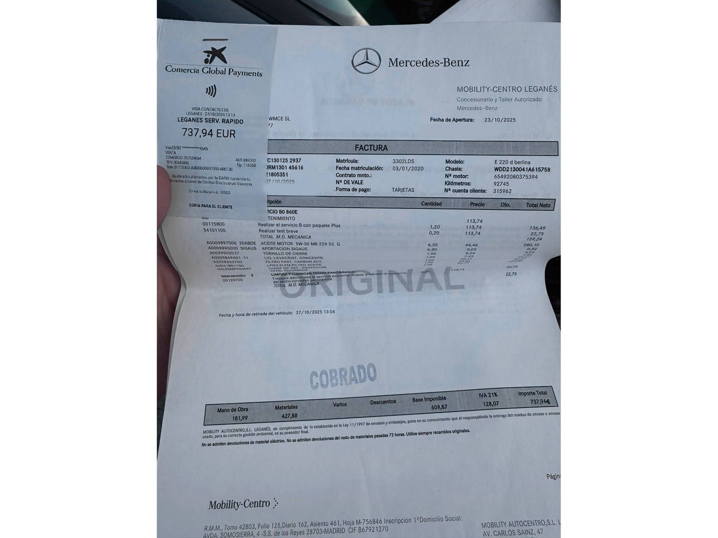 Foto del mantenimiento del Mercedes Clase E Mercedes Clase E 220 d (194 CV)