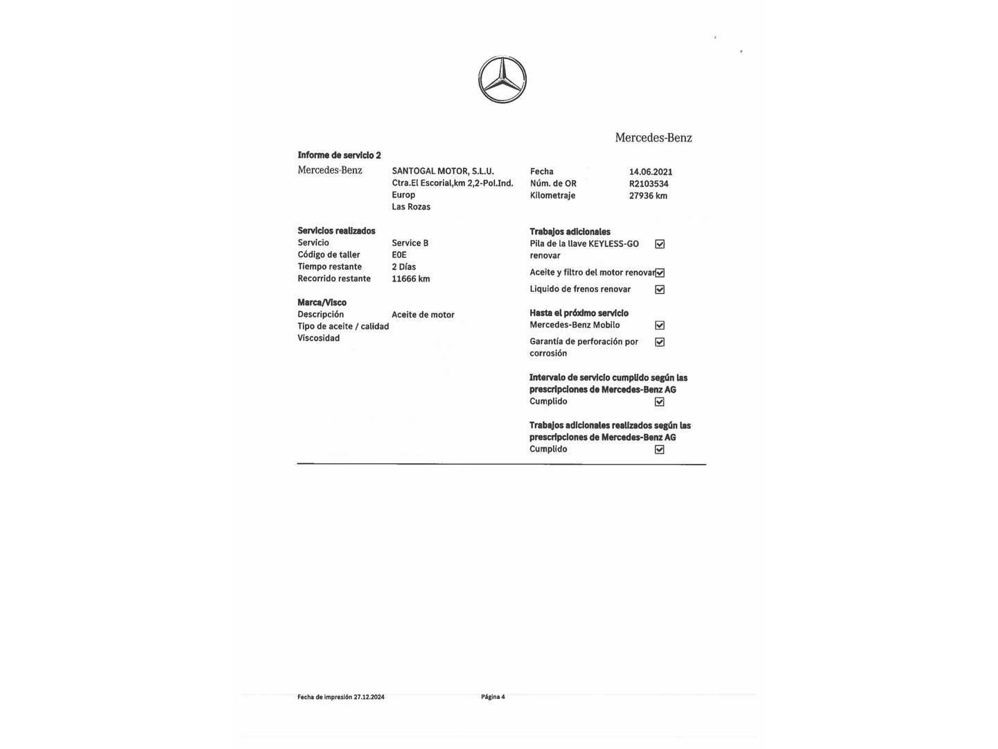 Foto del mantenimiento del Mercedes Clase A Mercedes Clase A 180 d (116 CV)