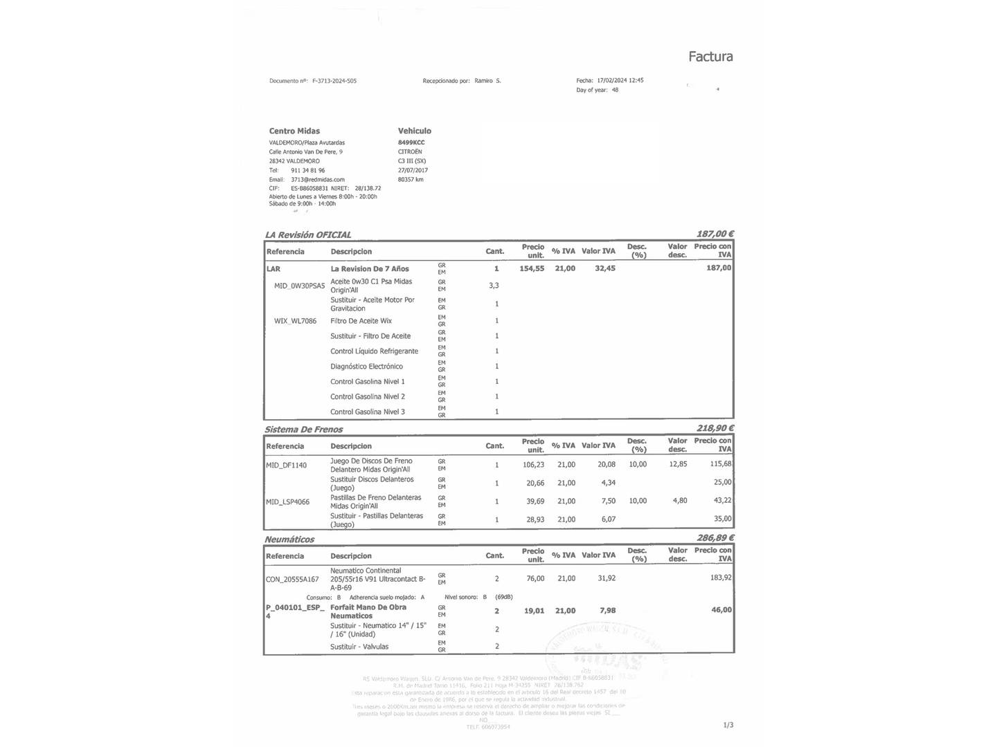 Foto del mantenimiento del Citroën C3 Citroën C3 PureTech 82 Feel (83 CV)