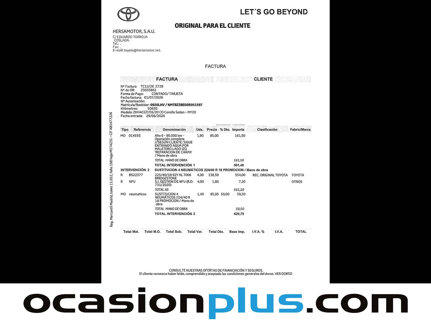 Foto del mantenimiento del Toyota Corolla Toyota Corolla 1.8 125 Híbrido Sedan ADVANCE E-CVT (122 CV)