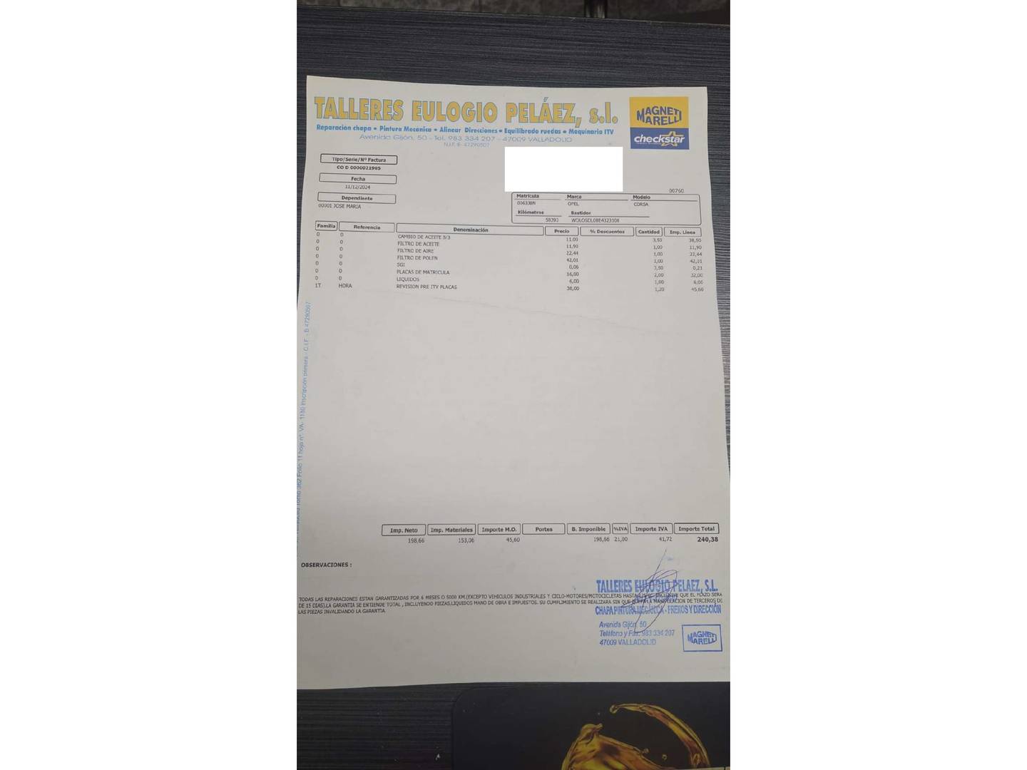 Foto del mantenimiento del Opel Corsa Opel Corsa 1.4 S&S Selective (100 CV)