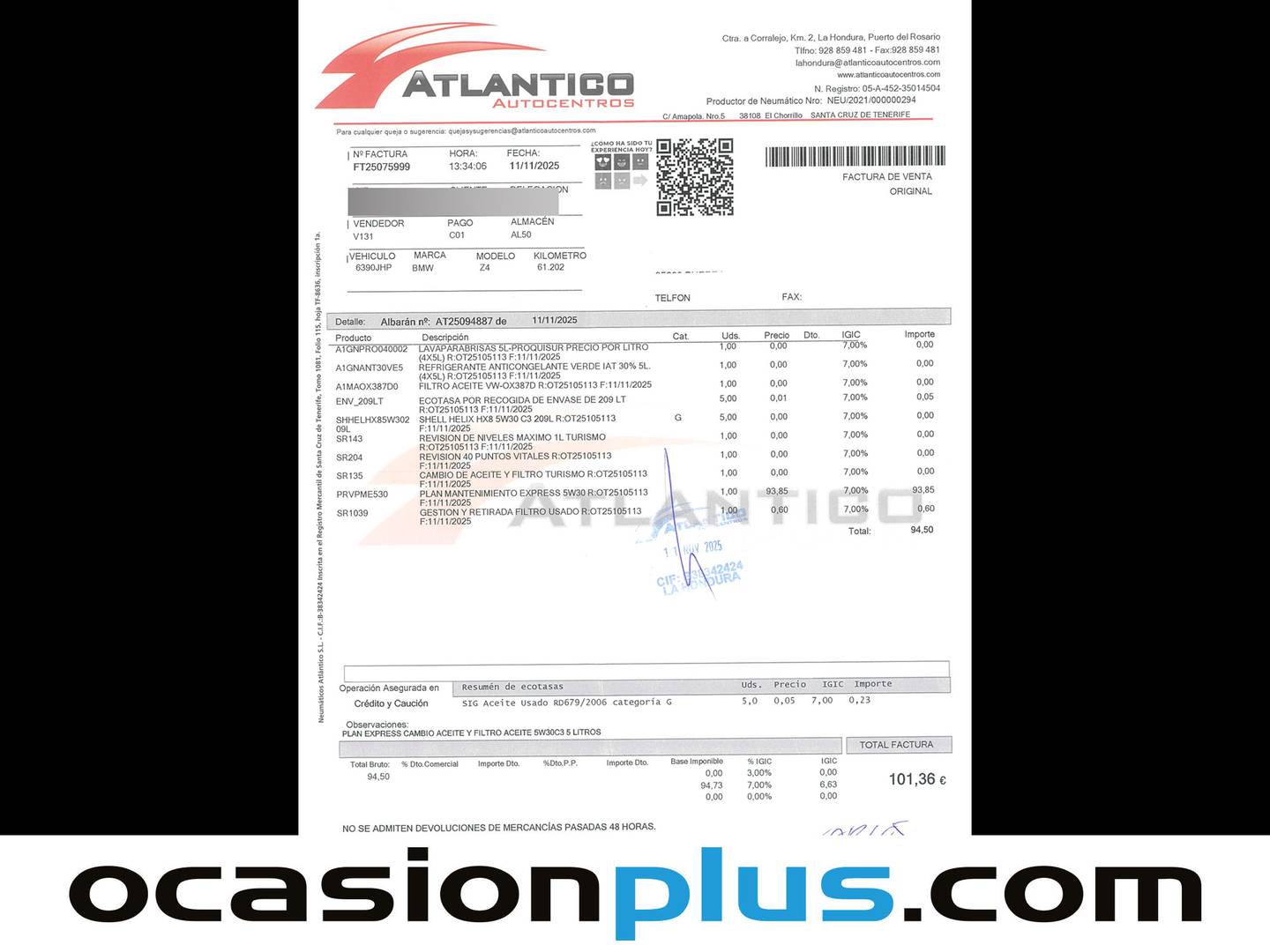 Foto del mantenimiento del BMW Z4 BMW Z4 sDrive18i Cabrio (156 CV)