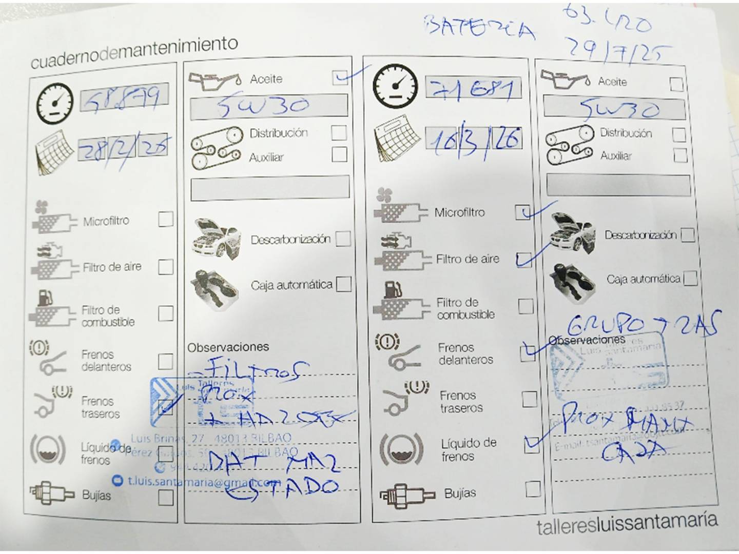 Foto del mantenimiento del Mercedes GLA Mercedes GLA 250 4Matic (211 CV)