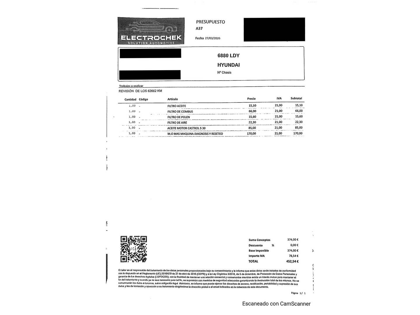 Foto del mantenimiento del Hyundai Tucson Hyundai Tucson 2.0 CRDi 48V Style 4x4 AT (185 CV)