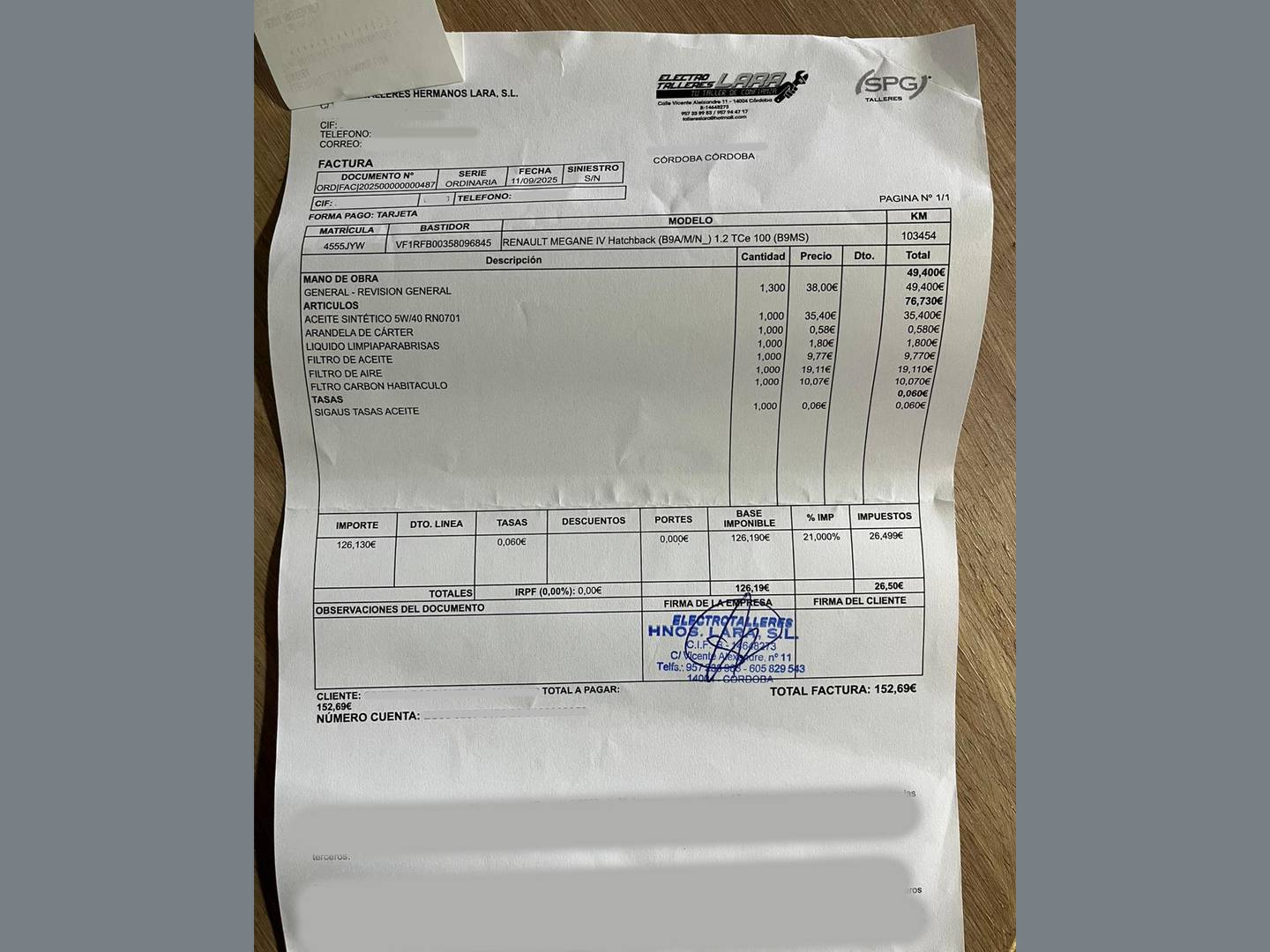 Foto del mantenimiento del Renault Mégane Renault Megane Intens Energy TCe (100 CV)