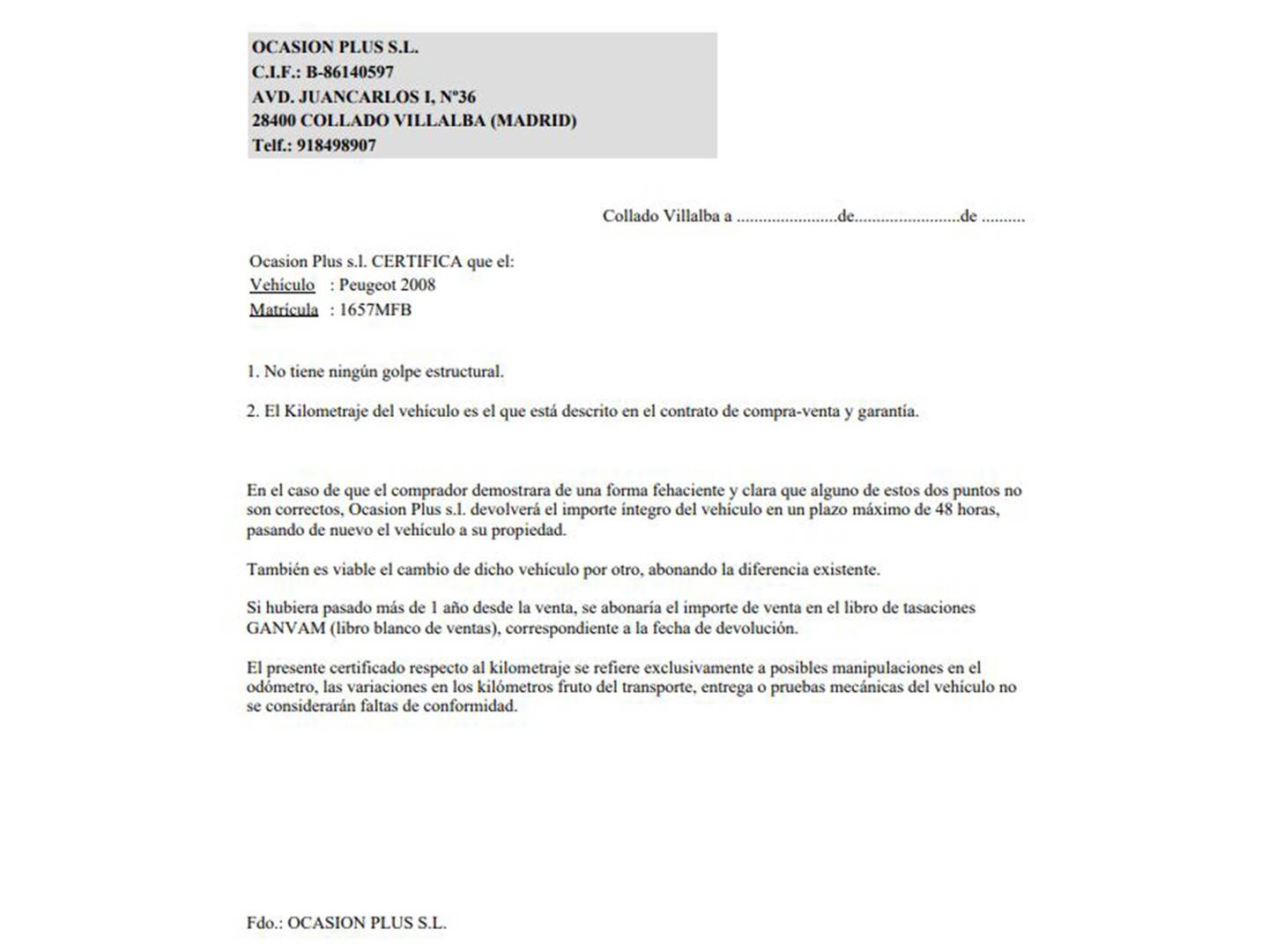 Foto del certificado del Peugeot 2008 Peugeot 2008 PureTech 130 S&S GT EAT8 (130 CV)