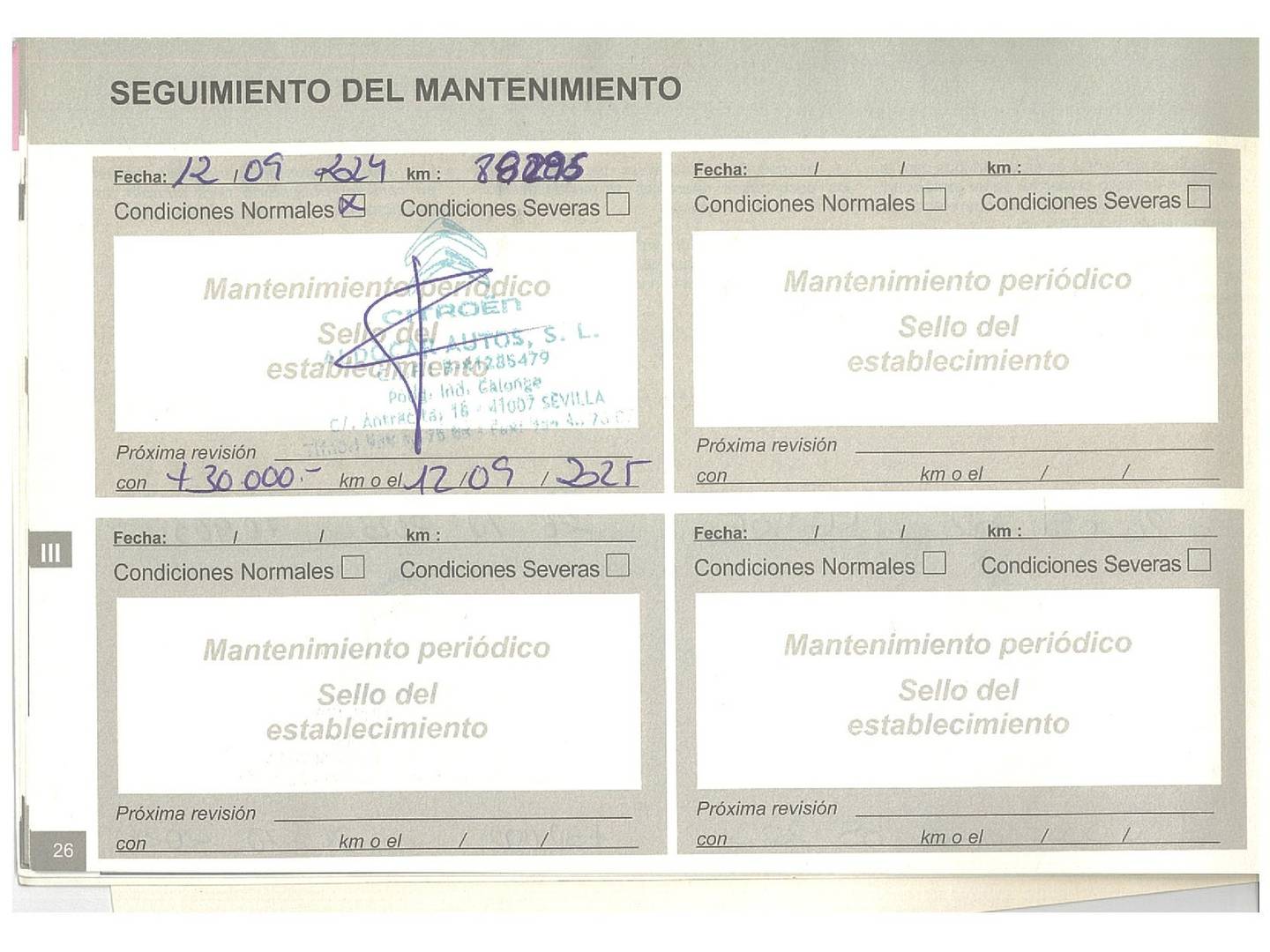 Foto del mantenimiento del Citroën Berlingo Citroën Berlingo Combi BlueHDi 130 S&S Talla XL Feel EAT8 (131 CV) 7 Plazas
