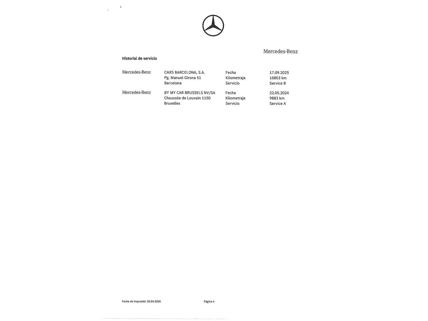 Foto del mantenimiento del Mercedes GLA Mercedes GLA GLA 250 e (218 CV)