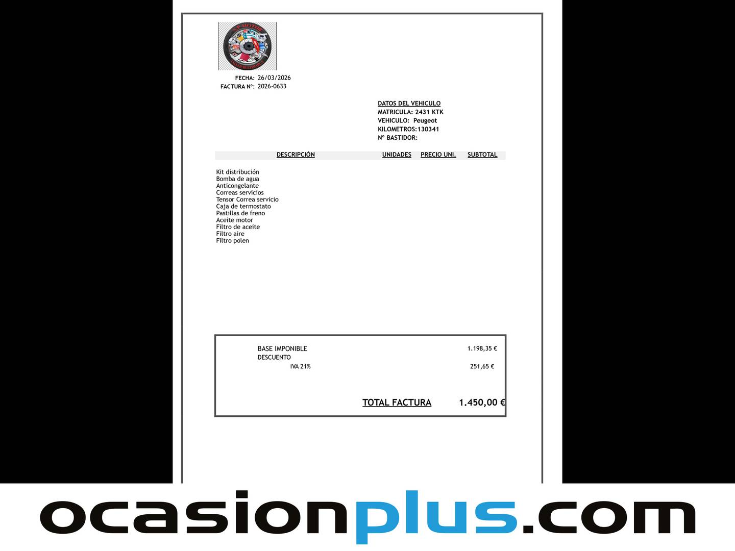 Foto del mantenimiento del Peugeot 5008 Peugeot 5008 BlueHDi 180 S&S GT EAT8 (180 CV) 7 Plazas