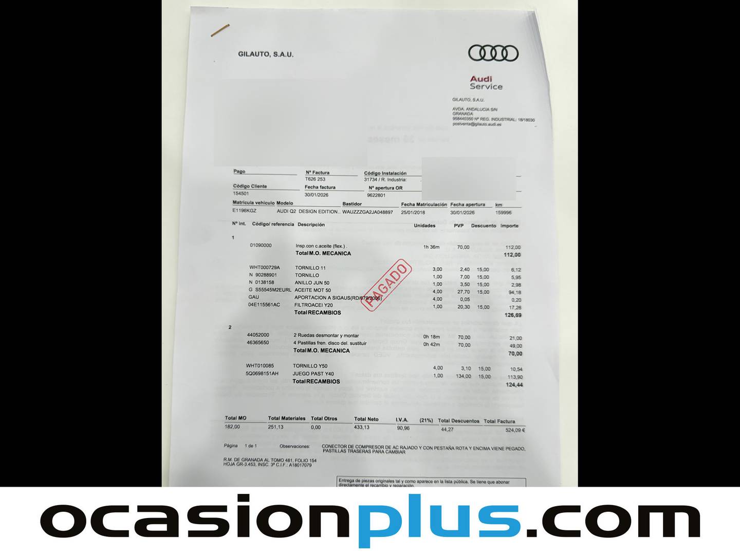 Foto del mantenimiento del Audi Q2 Audi Q2 design edition 1.0 TFSI ultra (116 CV)