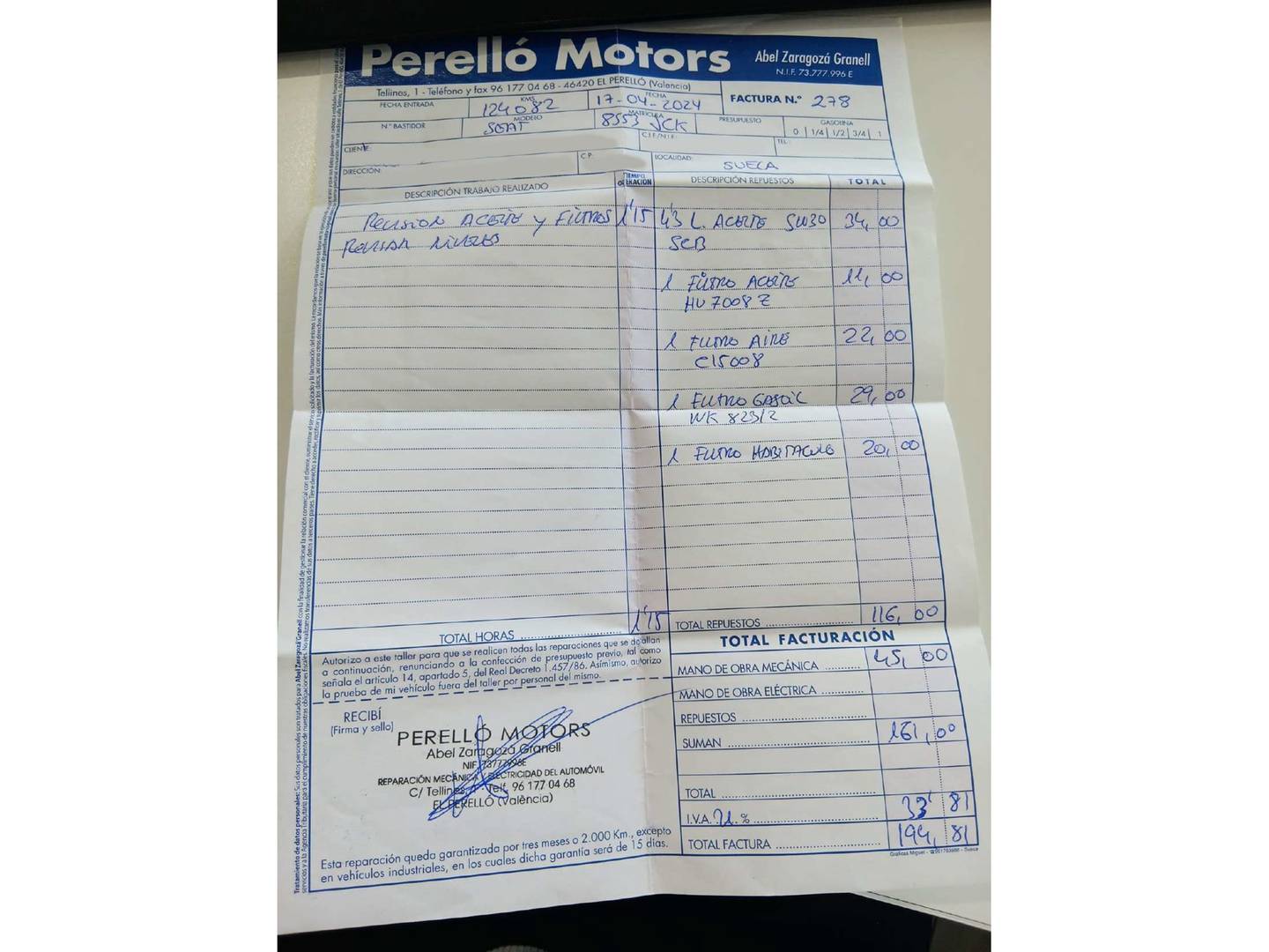Foto del mantenimiento del Seat Ibiza Seat Ibiza 1.6 TDI CR Reference (90 CV)