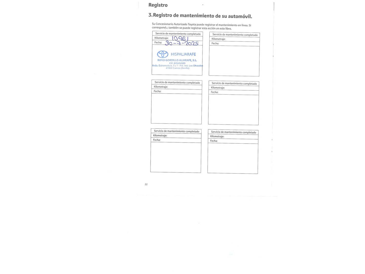 Foto del mantenimiento del Toyota C-HR Toyota C-HR 180H Advance (184 CV)