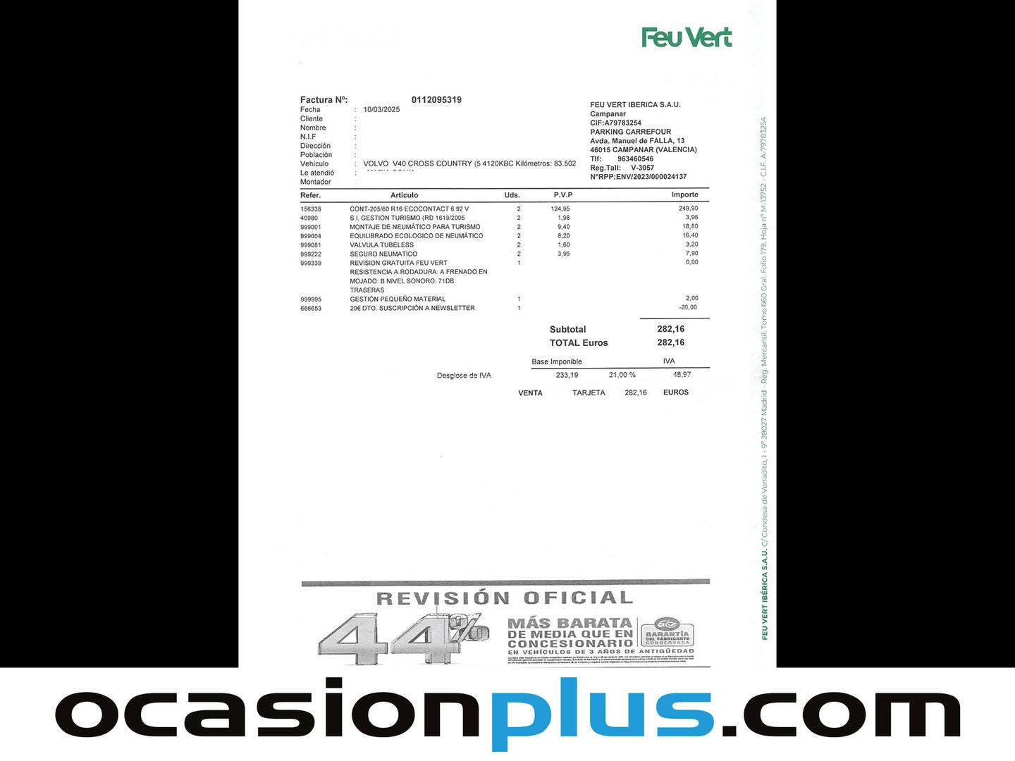 Foto del mantenimiento del Volvo V40 Cross Country Volvo V40 Cross Country D2 Momentum (120 CV)