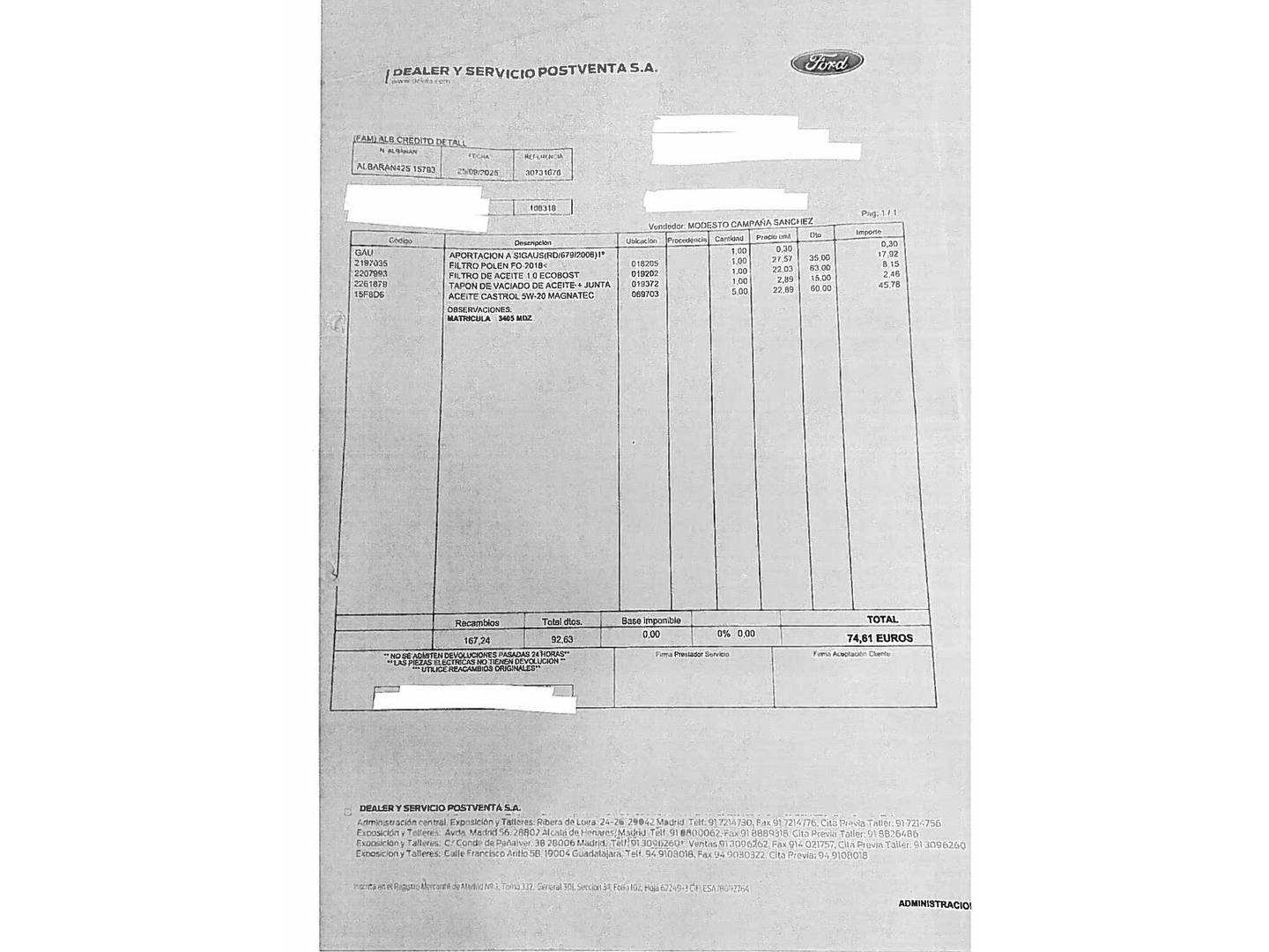 Foto del mantenimiento del Ford Focus Ford Focus 1.0 Ecoboost MHEV ST-Line Auto (155 CV)