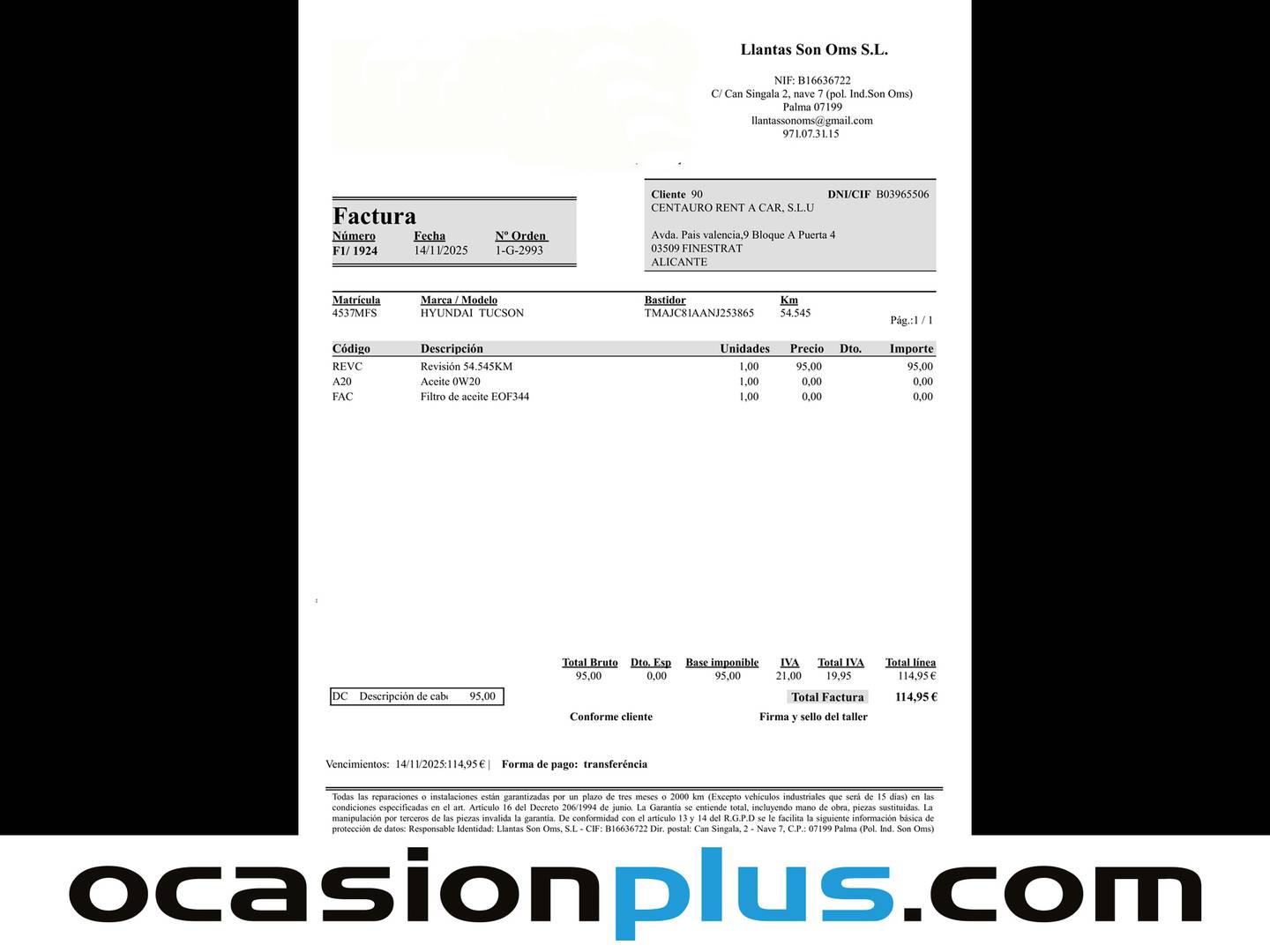 Foto del mantenimiento del Hyundai Tucson Hyundai Tucson 1.6 CRDI Maxx (115 CV)