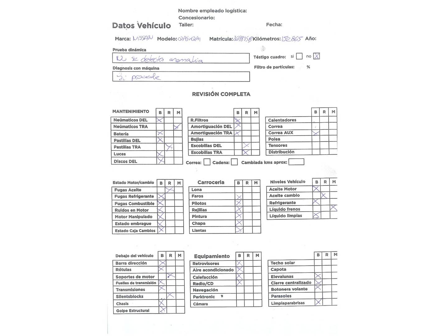 Foto del certificado del Nissan QASHQAI Nissan Qashqai dCi 130 Visia 4x4-i (130 CV)