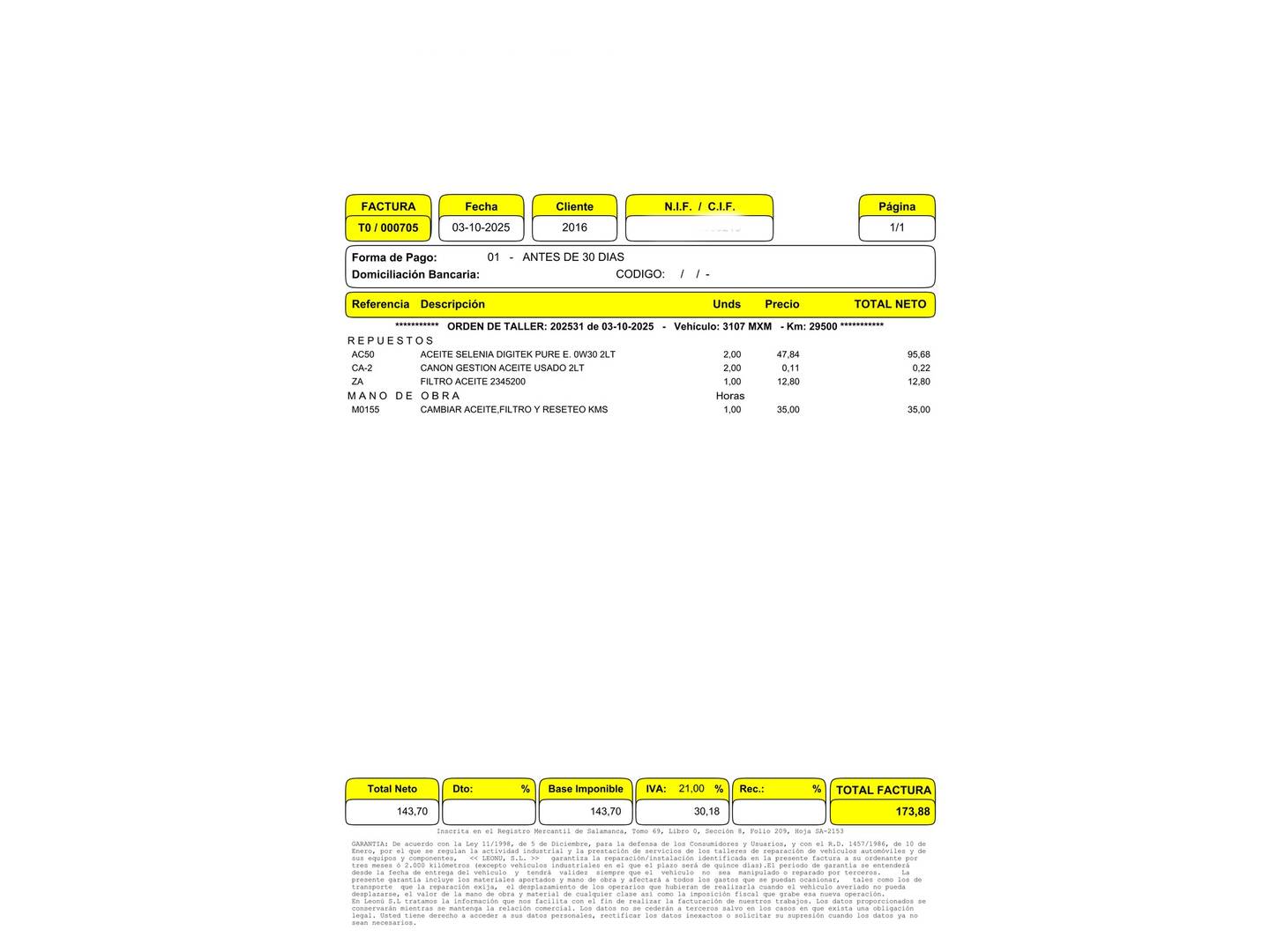 Foto del mantenimiento del Hyundai i30 Hyundai i30 1.0 TGDI N Line SE (100 CV)
