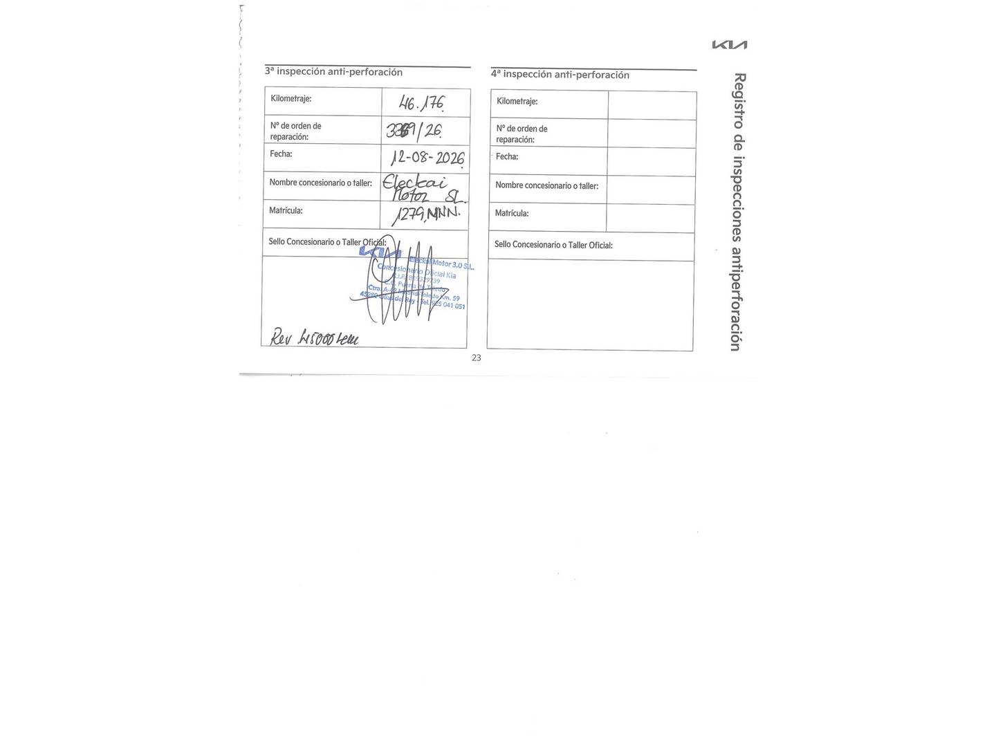 Foto del mantenimiento del KIA Sportage KIA Sportage 1.6 T-GDi HEV Tech 4x2 (230 CV)