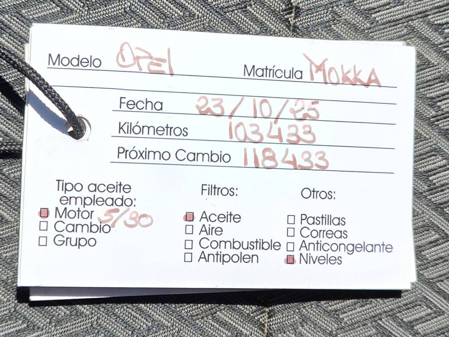 Foto del mantenimiento del Opel Mokka X Opel Mokka X 1.4 Turbo GLP Selective 4X2 (140 CV)