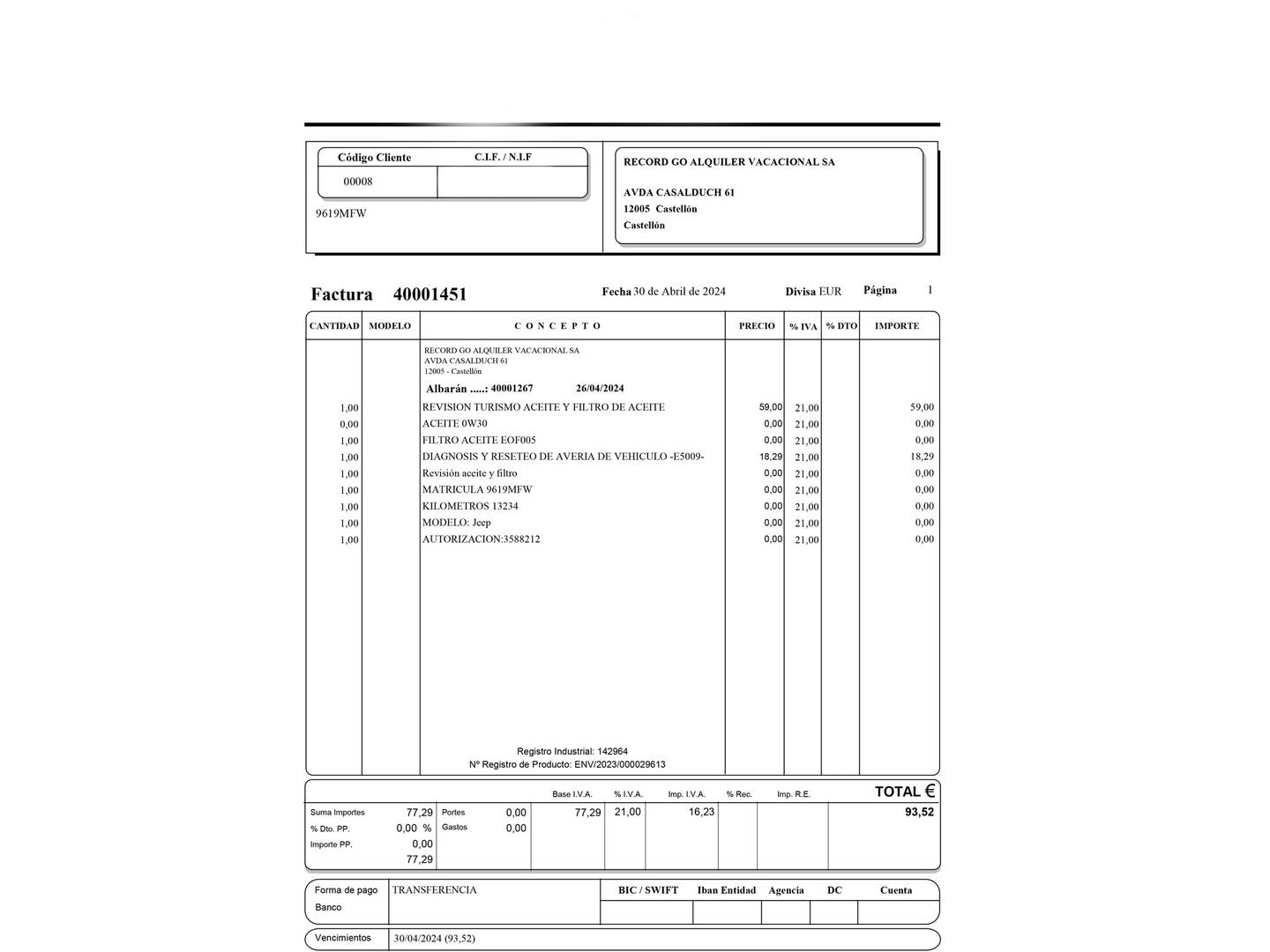 Foto del mantenimiento del Jeep Avenger Jeep Avenger 1.2 G Summit (100 CV)