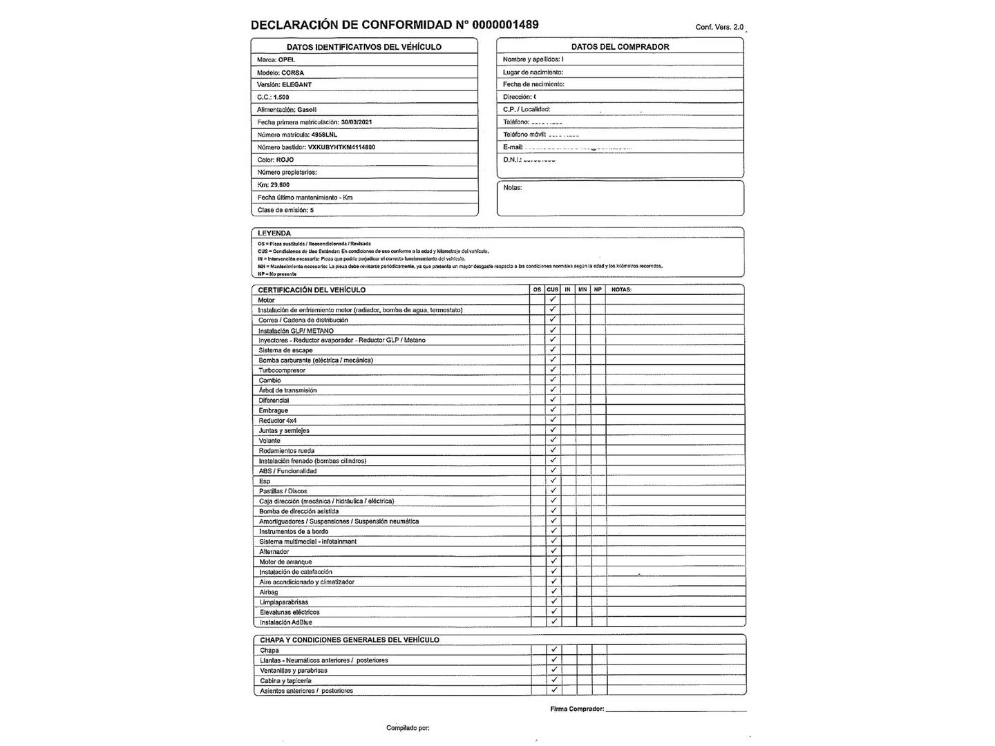 Foto del mantenimiento del Opel Corsa Opel Corsa 1.5D DT S&S Elegance (102 CV)