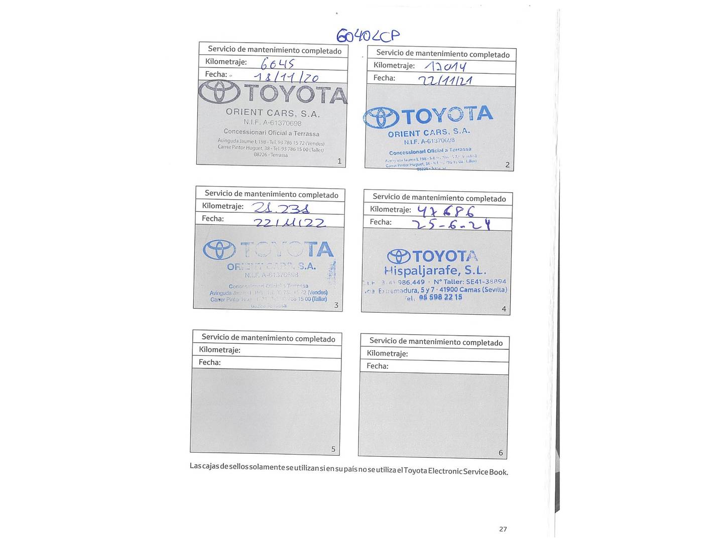 Foto del mantenimiento del Toyota C-HR Toyota C-HR 1.8 125H Advance (122 CV)