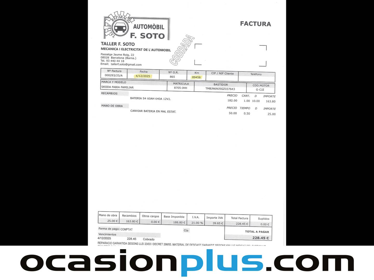 Foto del mantenimiento del Skoda Fabia Skoda Fabia Combi 1.2 TSI Ambition DSG (110 CV)