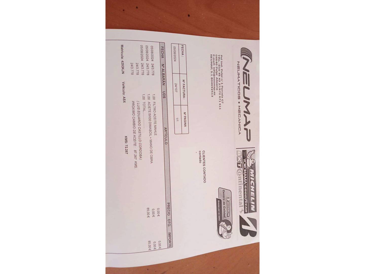 Foto del mantenimiento del Mitsubishi ASX Mitsubishi ASX 160 MPI Motion (117 CV)