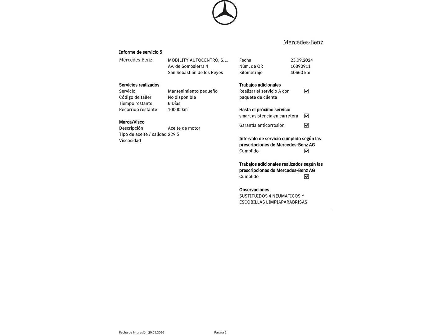 Foto del mantenimiento del Smart forfour Smart ForFour S/S (90 CV)