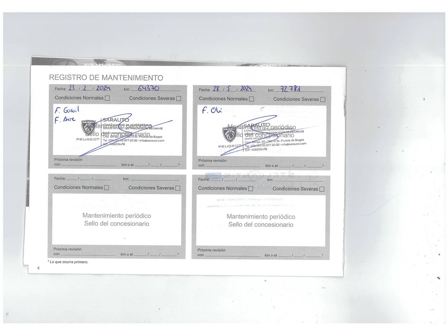 Foto del mantenimiento del Peugeot Rifter Peugeot Rifter BlueHDi 130 GT Long (130 CV) 7 Plazas