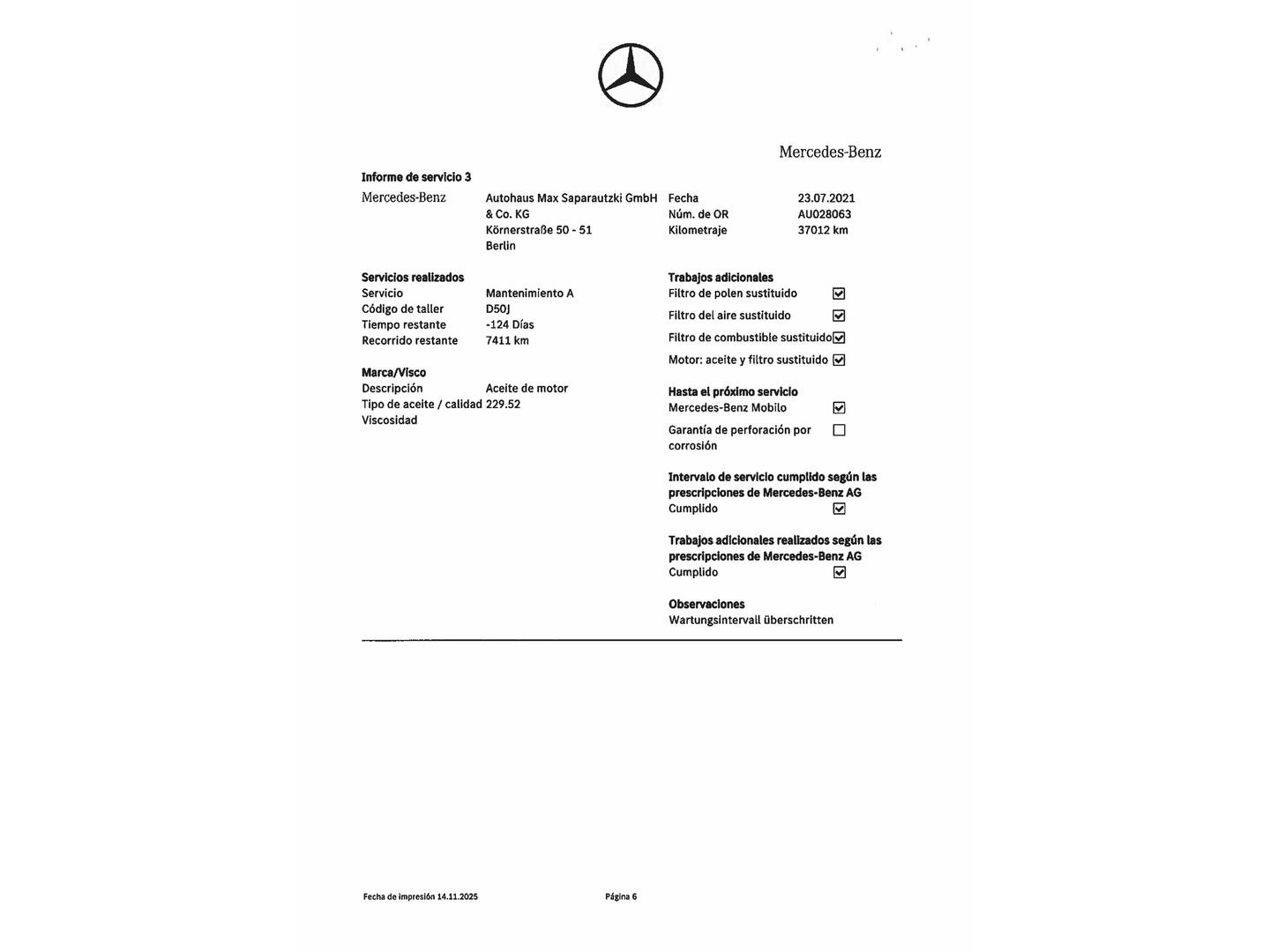 Foto del mantenimiento del Mercedes Clase E Mercedes Clase E E 220 d Estate (194 CV)