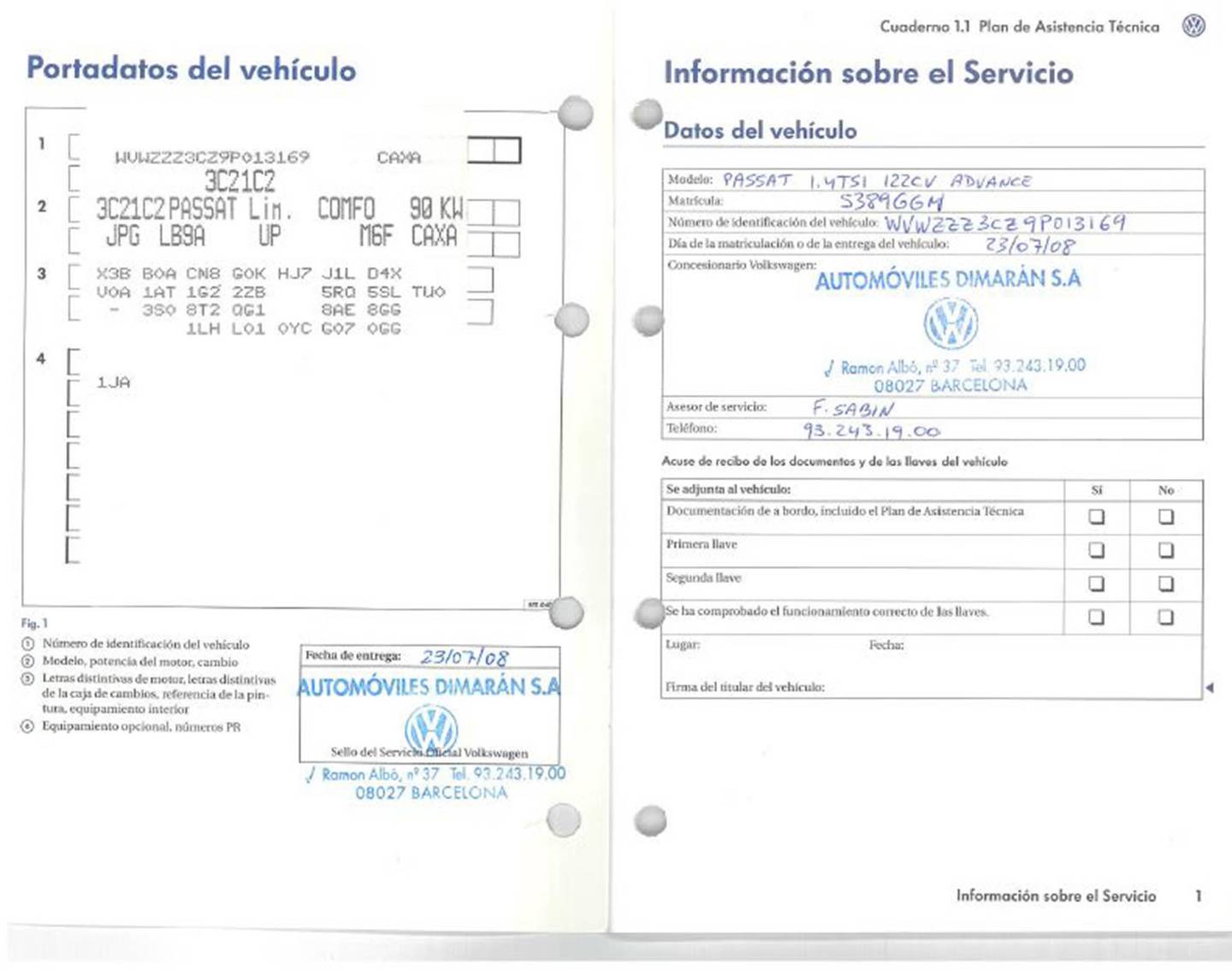 Foto del mantenimiento del Volkswagen Passat Volkswagen Passat Advance 1.4 TSI (122 CV)