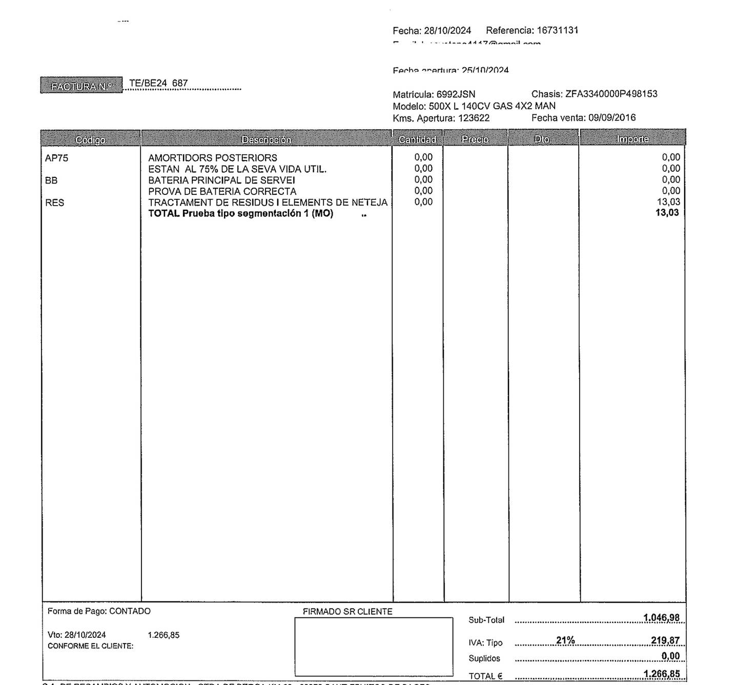 Foto del mantenimiento del Fiat 500X Fiat 500X 1.4 MultiAir Lounge 4x2 (140 CV)