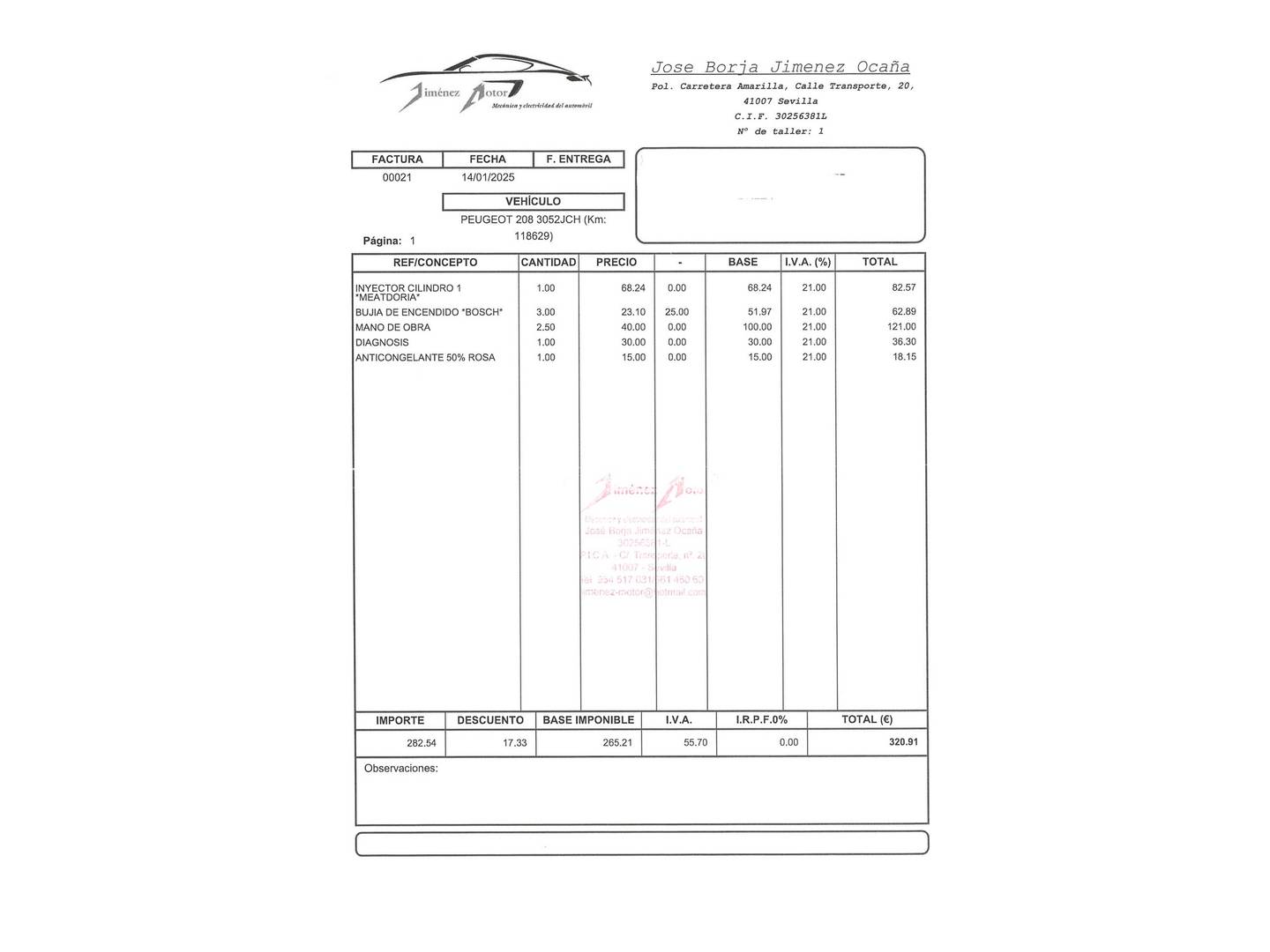 Foto del mantenimiento del Peugeot 208 Peugeot 208 1.2L PureTech Style (82 CV)